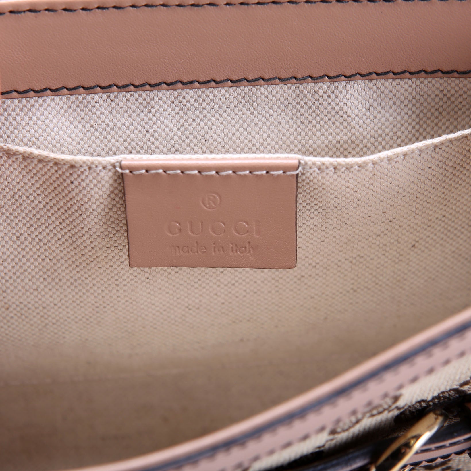 Gucci 283063 Emily Chain Mini Canvas/Calfskin Tan