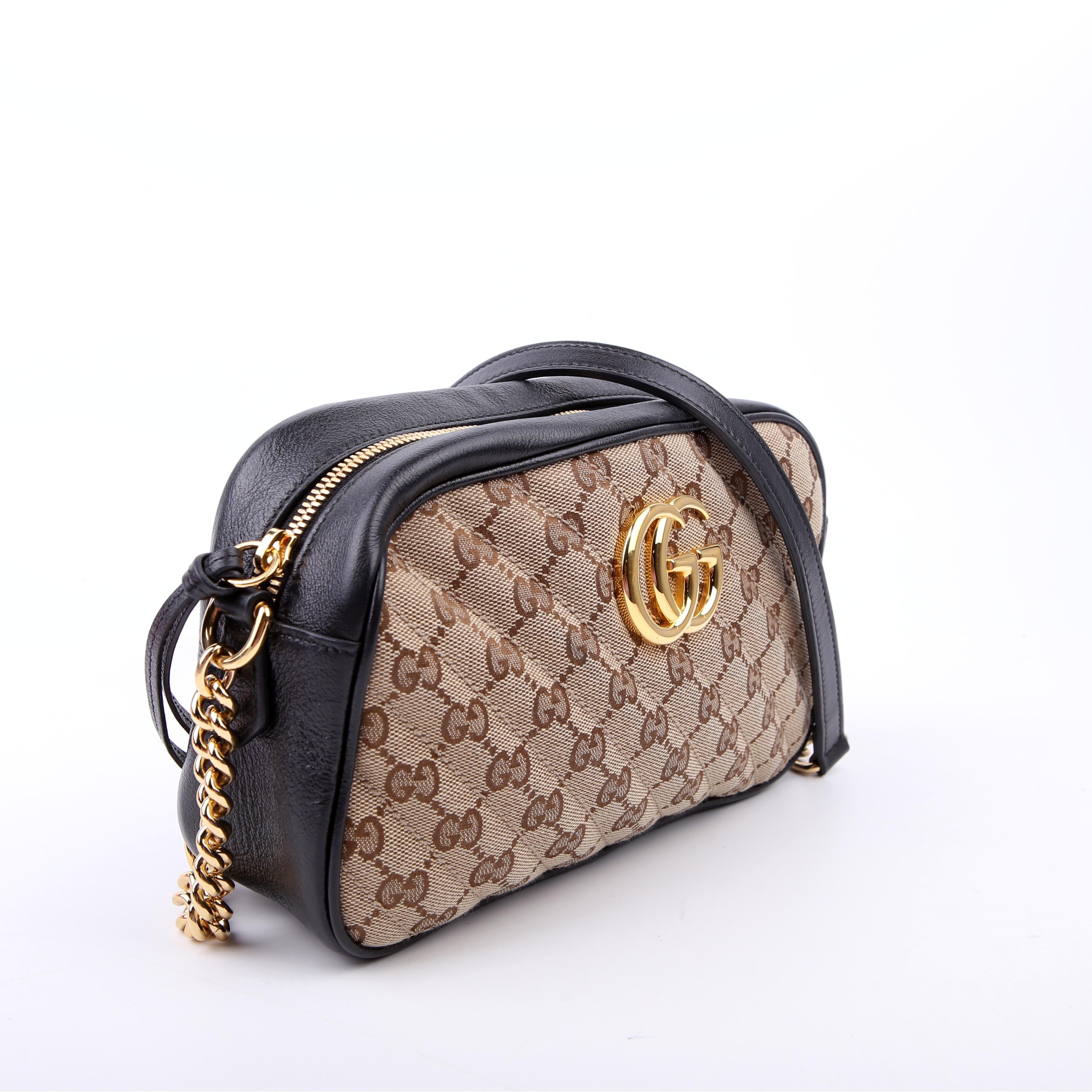 Gucci 447632 Marmont Small GG Canvas Camera Bag Black