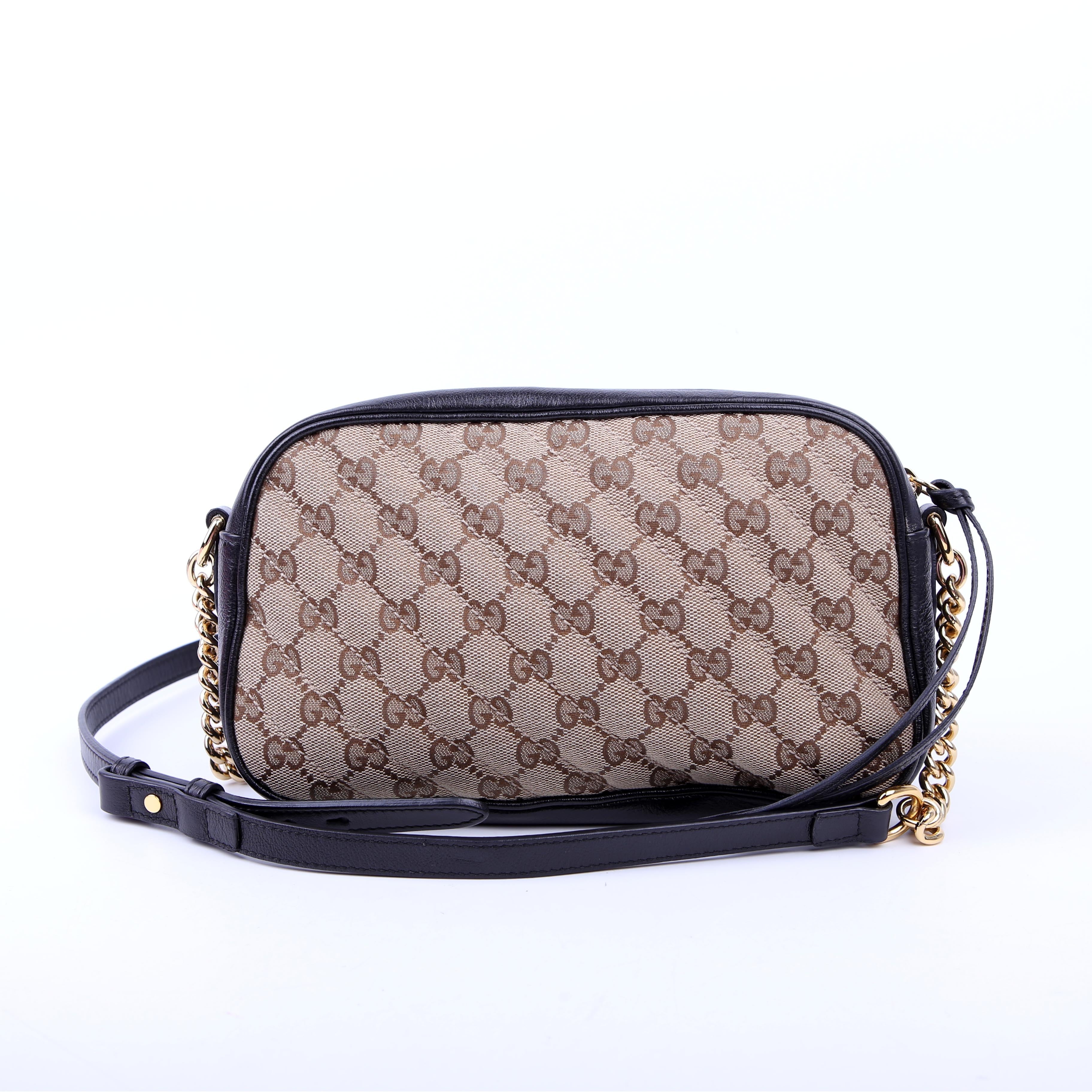 Gucci 447632 Marmont Small GG Canvas Camera Bag Black