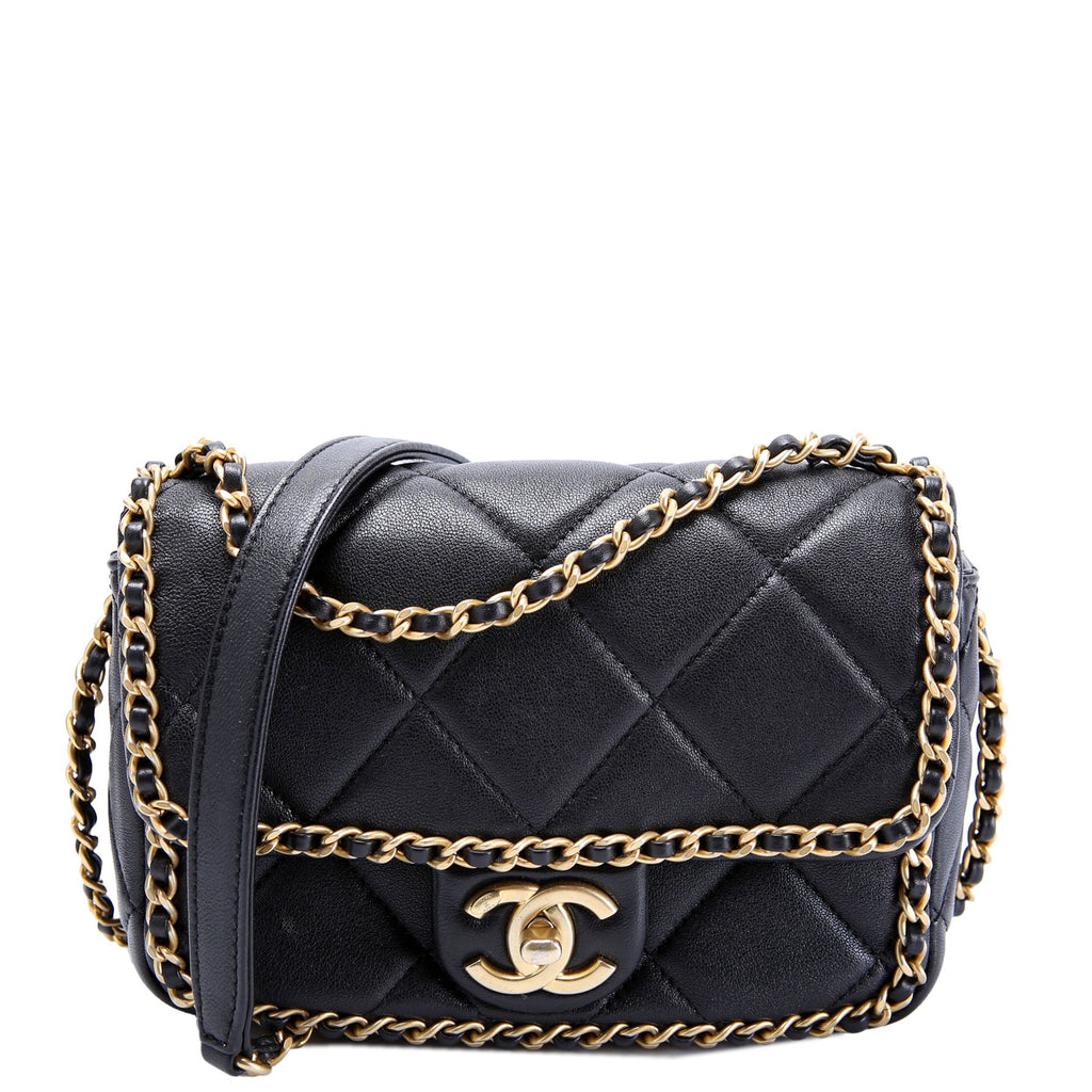 Chain Me Flap Small Lambskin (RFID) Black/Gold
