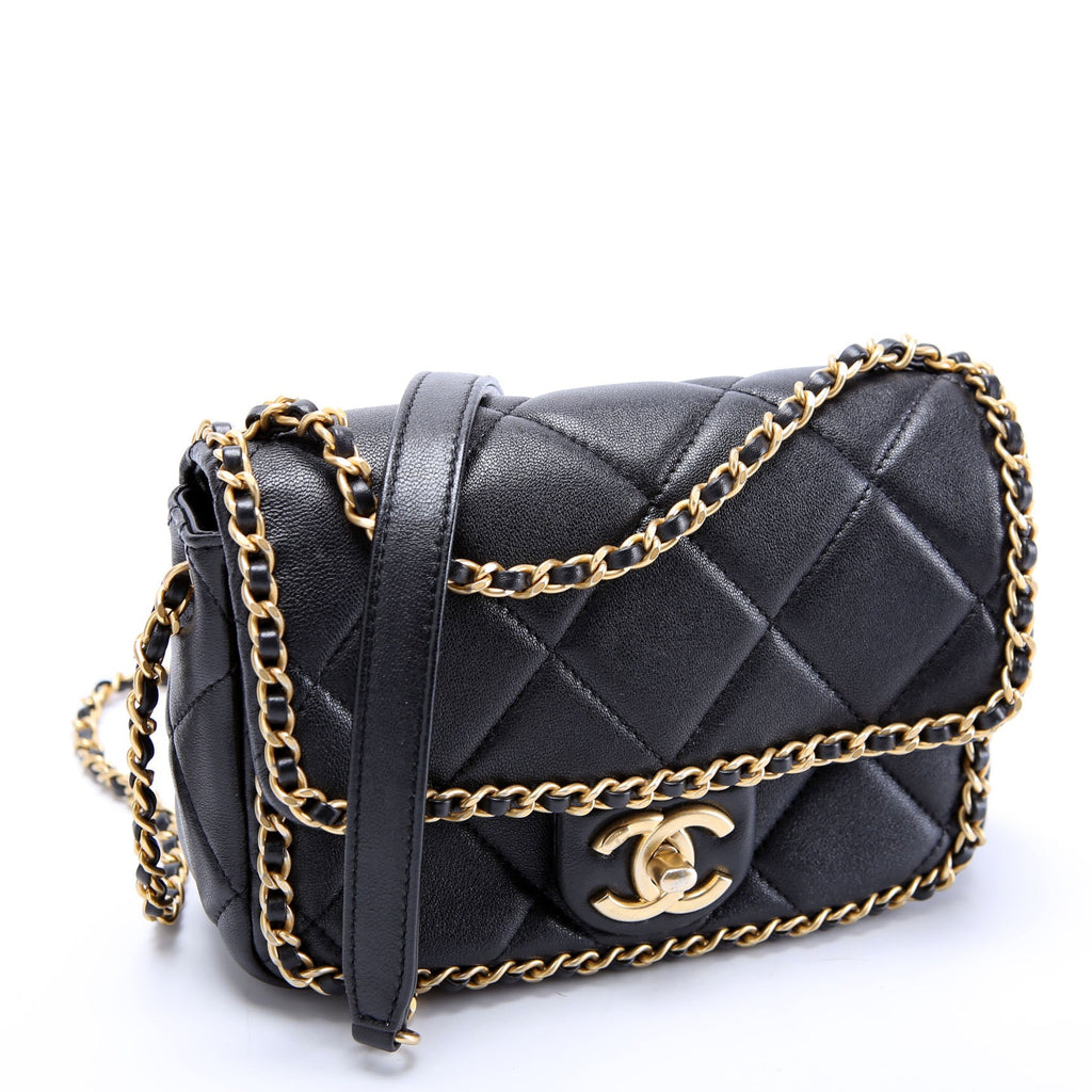 Chain Me Flap Small Lambskin (RFID) Black/Gold