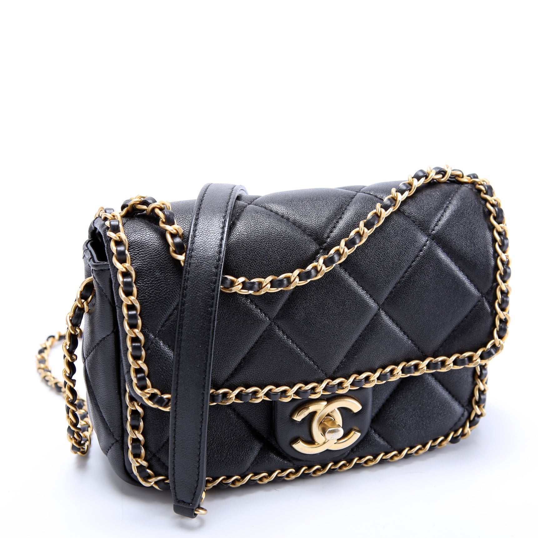 Chain Me Flap Small Lambskin (RFID) Black/Gold