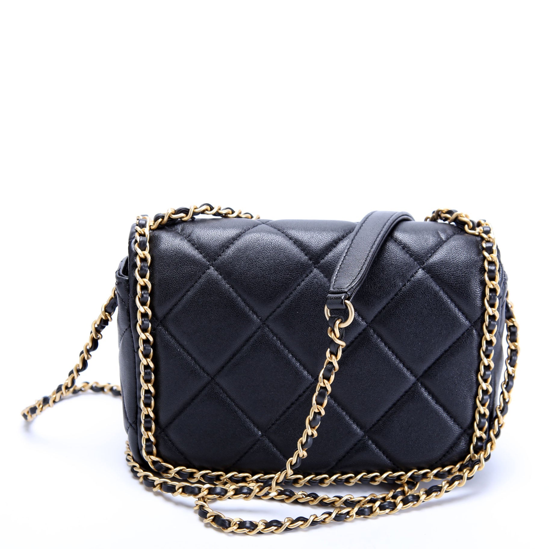 Chain Me Flap Small Lambskin (RFID) Black/Gold