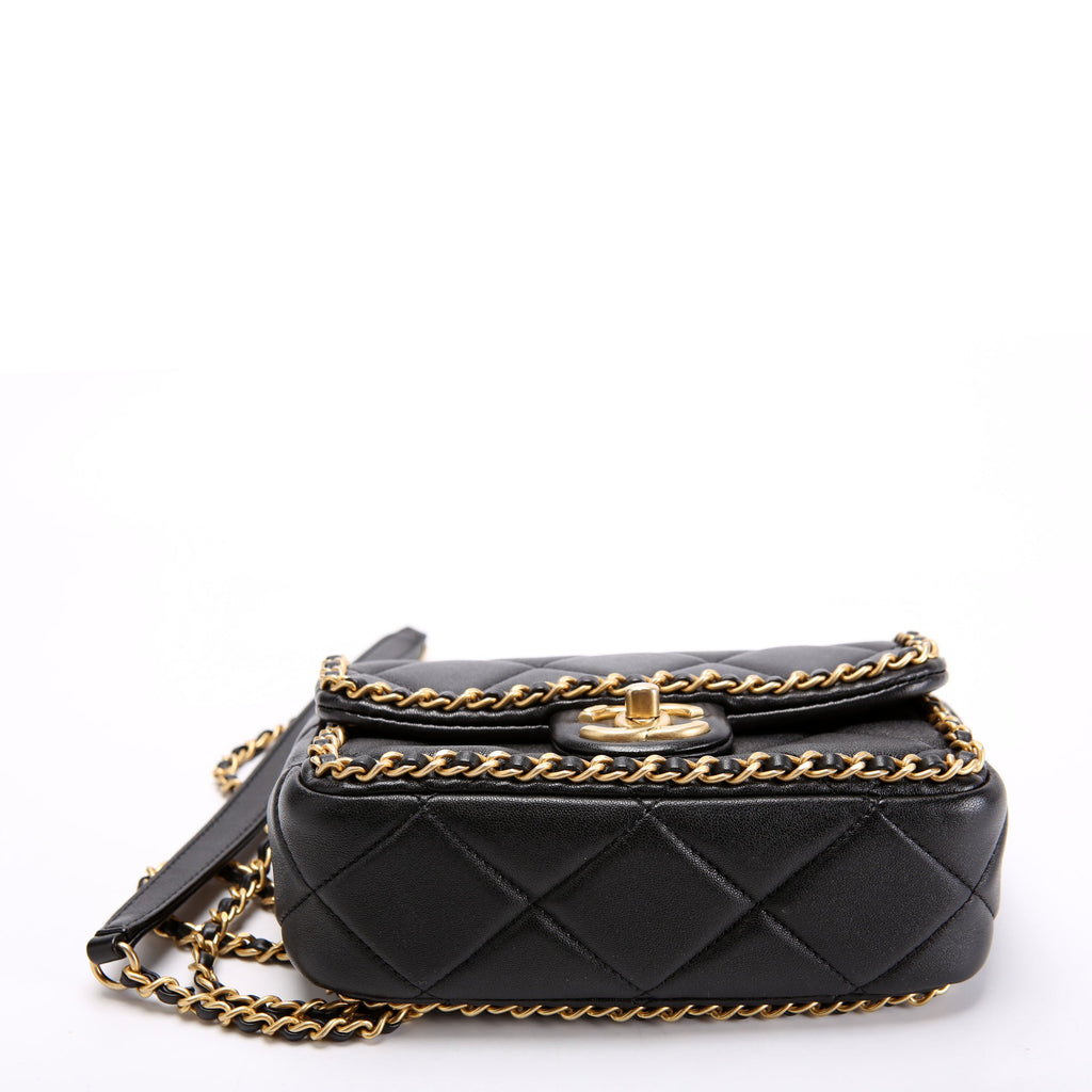 Chain Me Flap Small Lambskin (RFID) Black/Gold