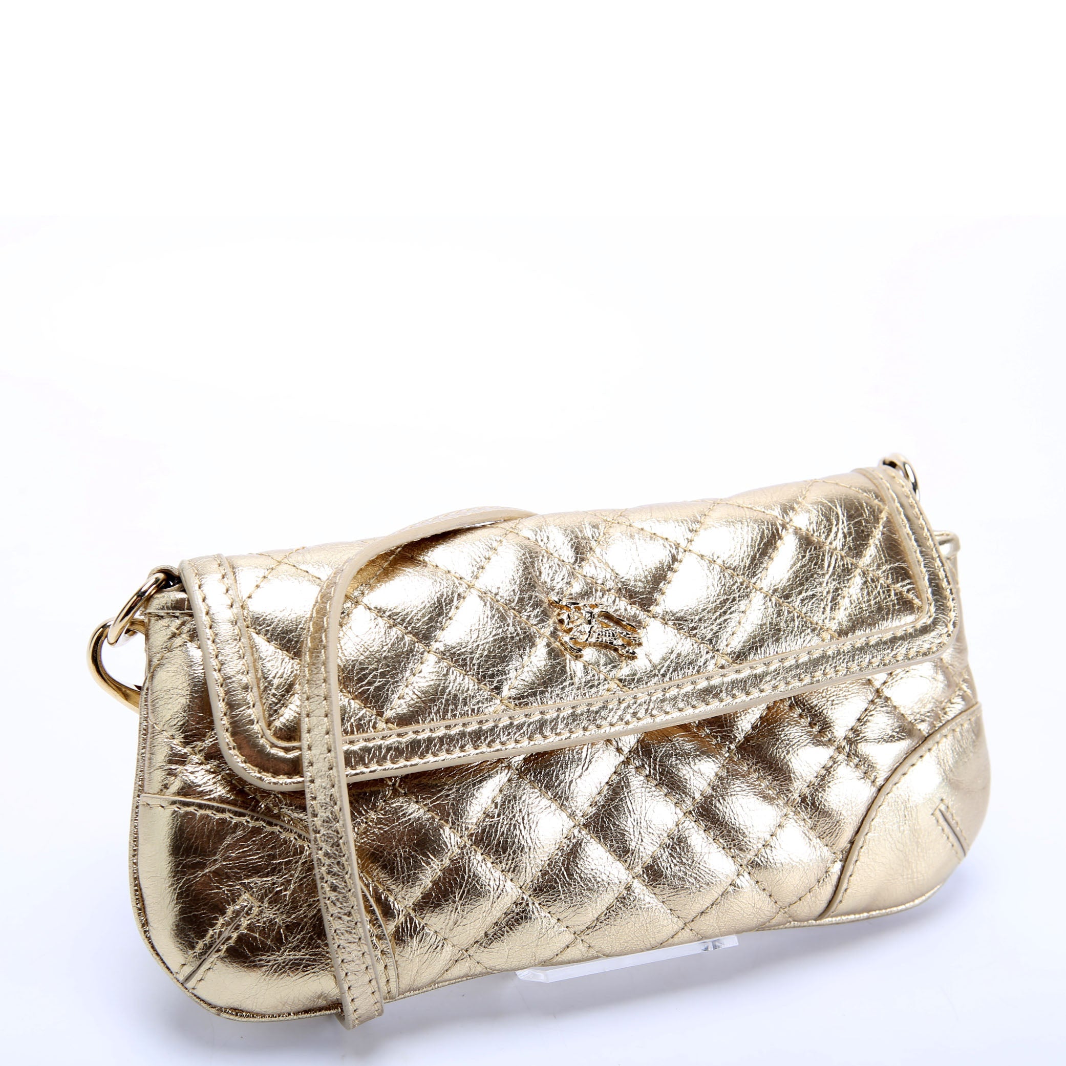 Mini Quilted Shoulder Bag Vintage Gold