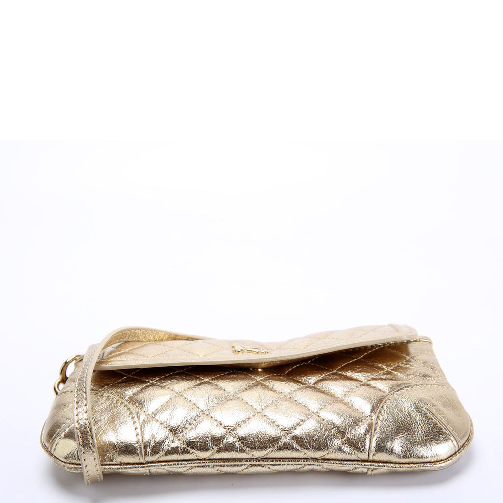 Mini Quilted Shoulder Bag Vintage Gold
