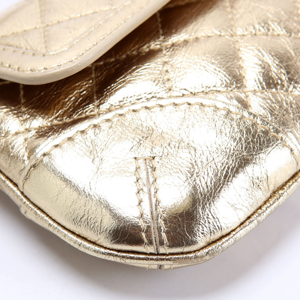 Mini Quilted Shoulder Bag Vintage Gold