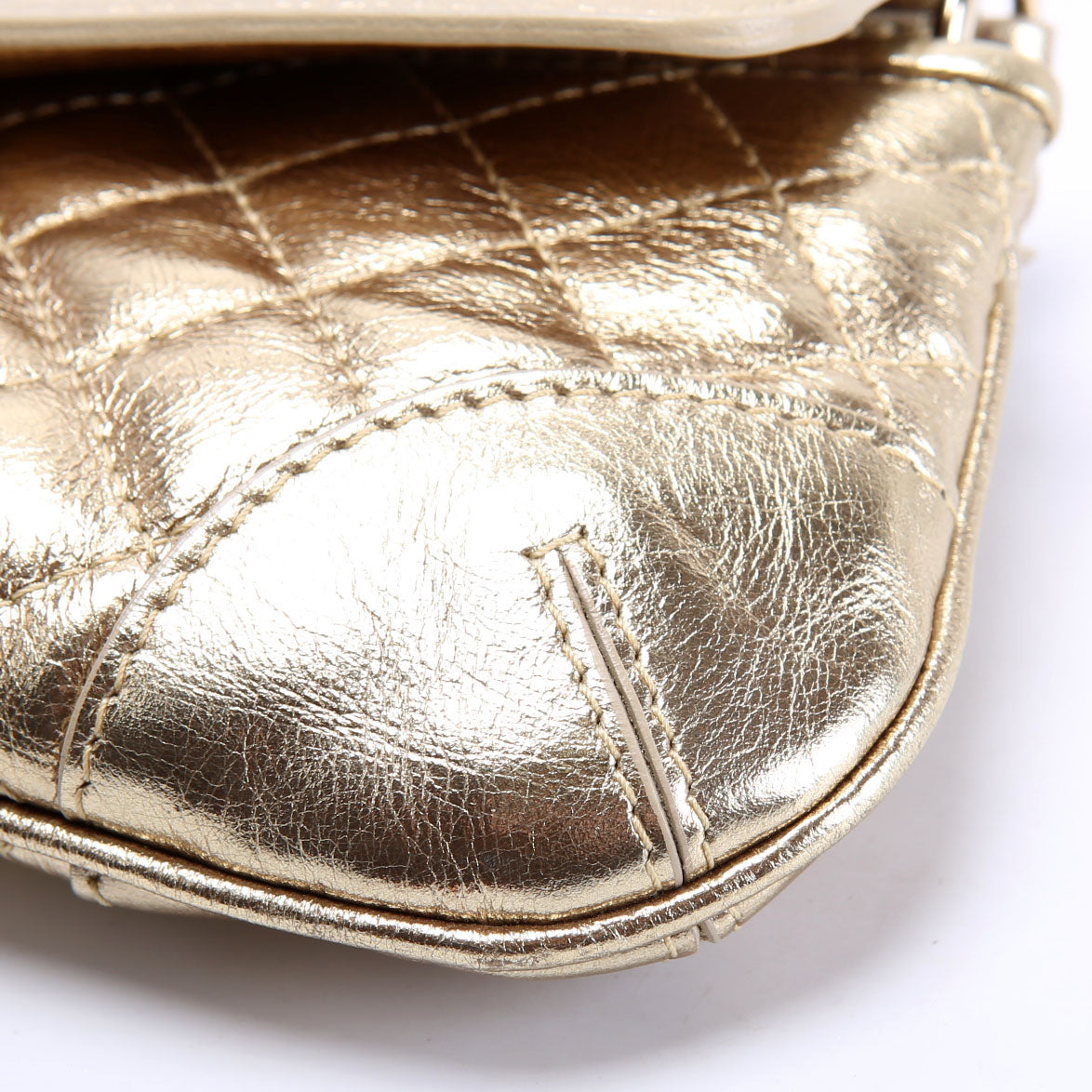 Mini Quilted Shoulder Bag Vintage Gold