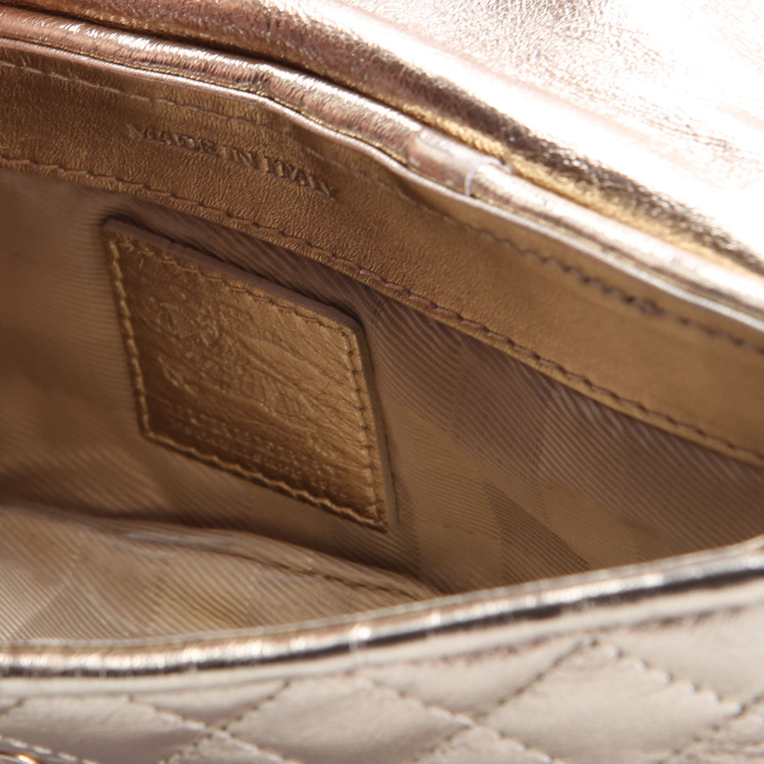 Mini Quilted Shoulder Bag Vintage Gold