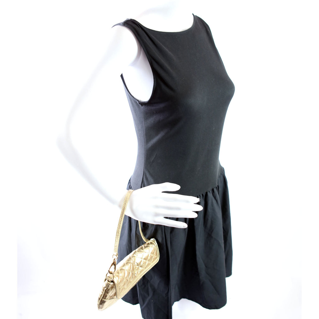 Mini Quilted Shoulder Bag Vintage Gold