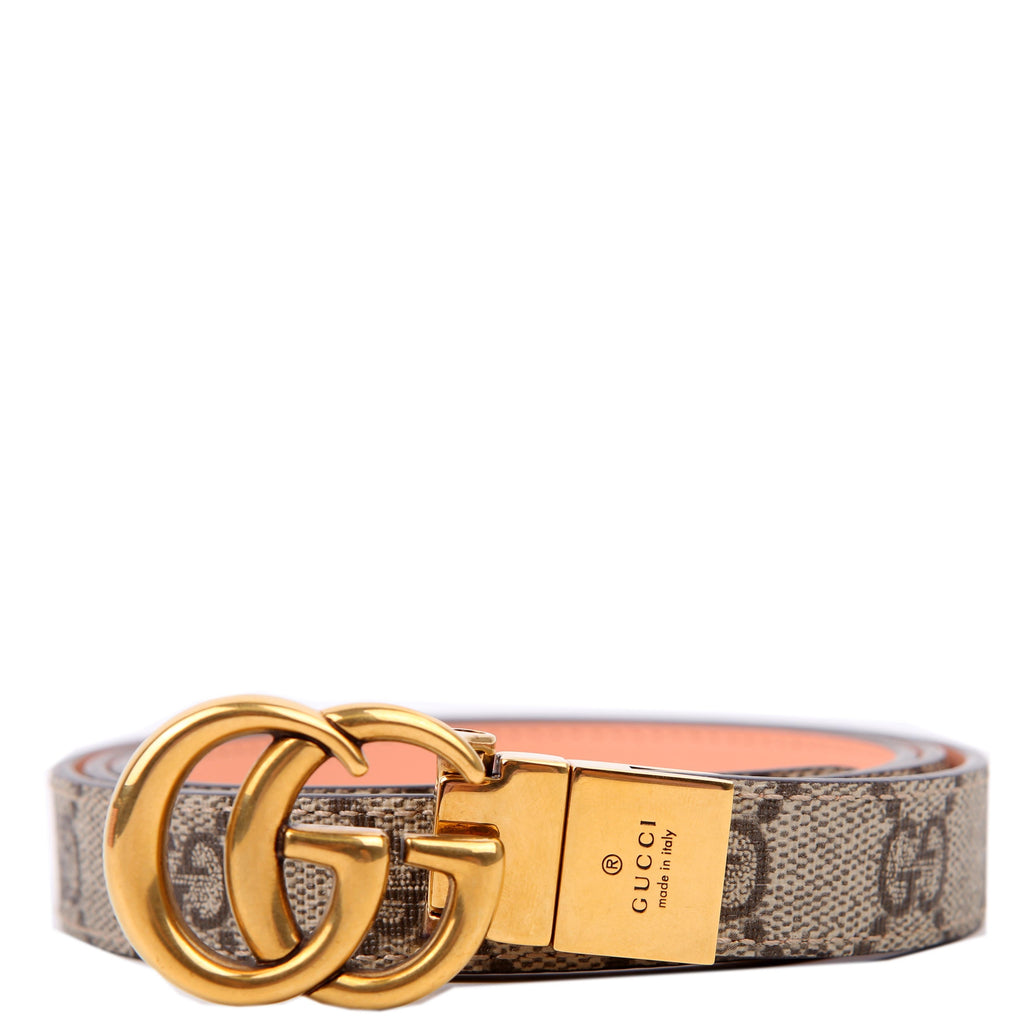Gucci 659418 Marmont Thin Reversible Belt Size 95/38 Peach