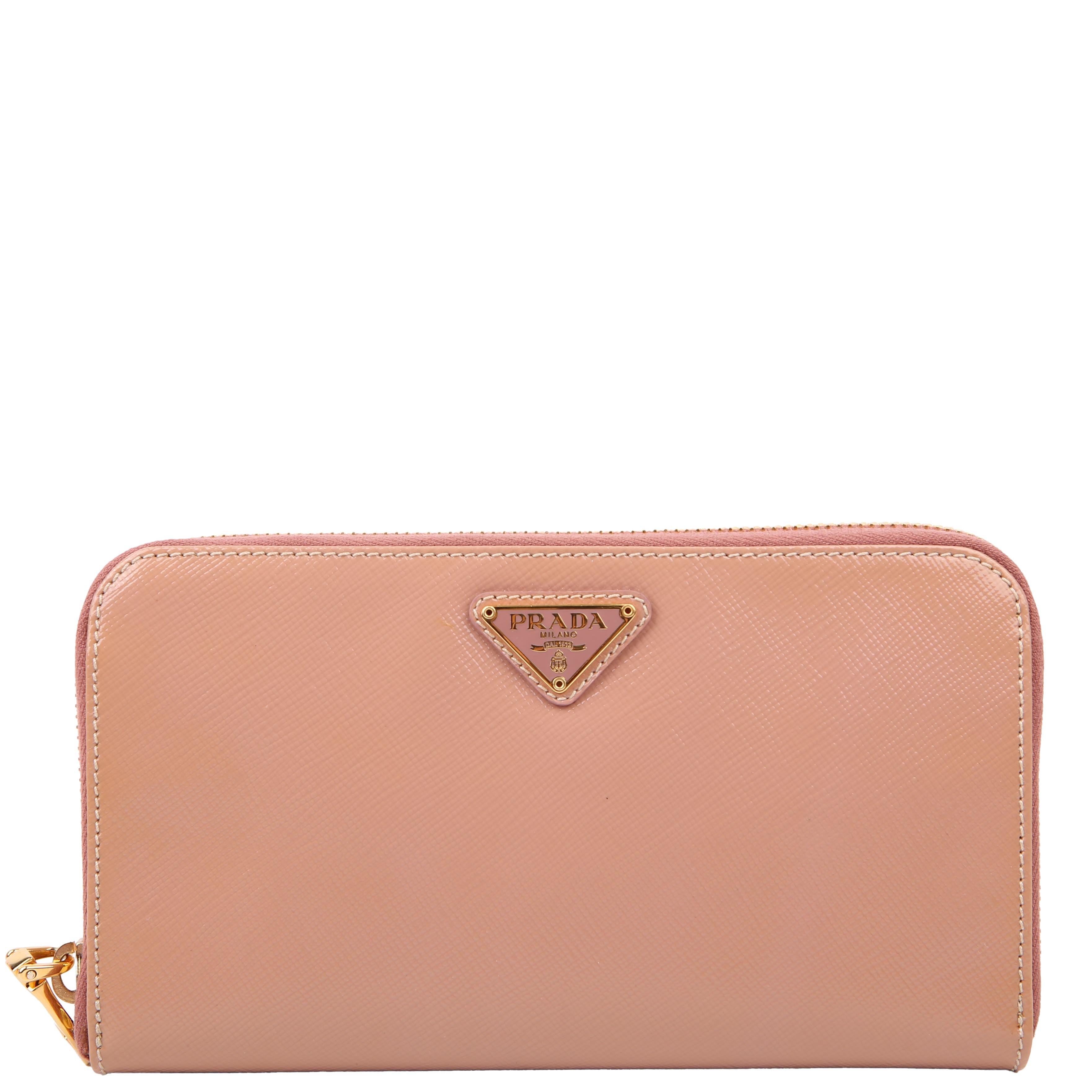 Saffiano Vernice Zip Around Wallet Nude