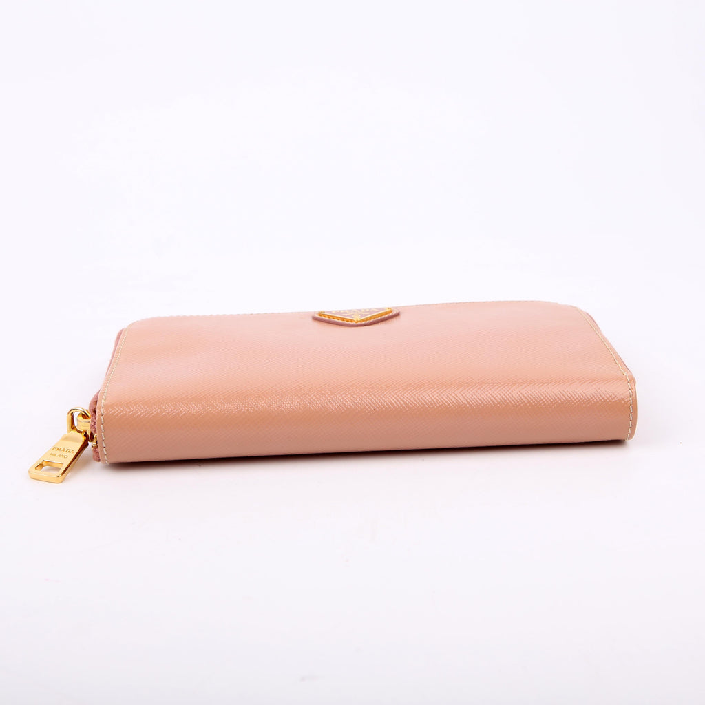 Saffiano Vernice Zip Around Wallet Nude