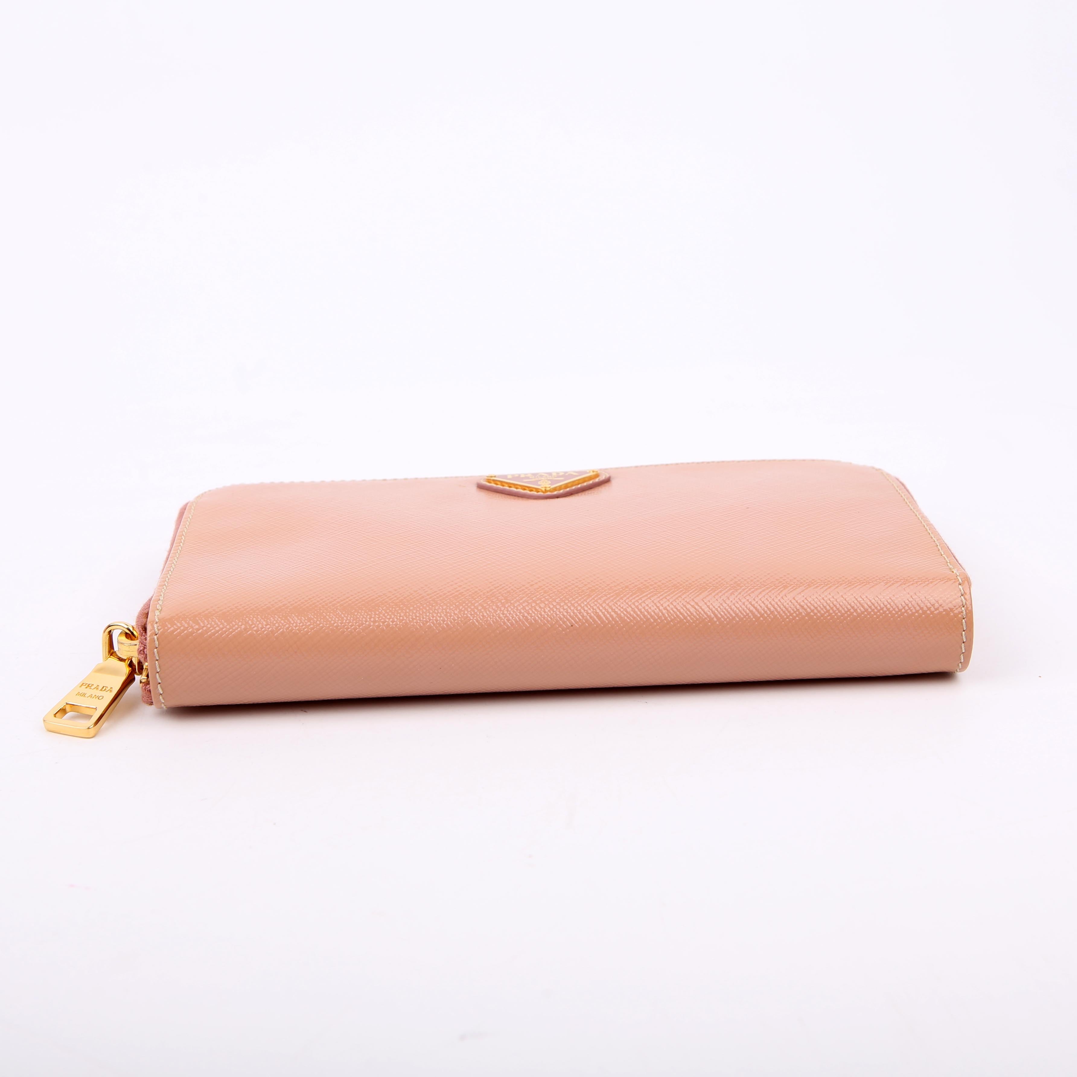 Saffiano Vernice Zip Around Wallet Nude