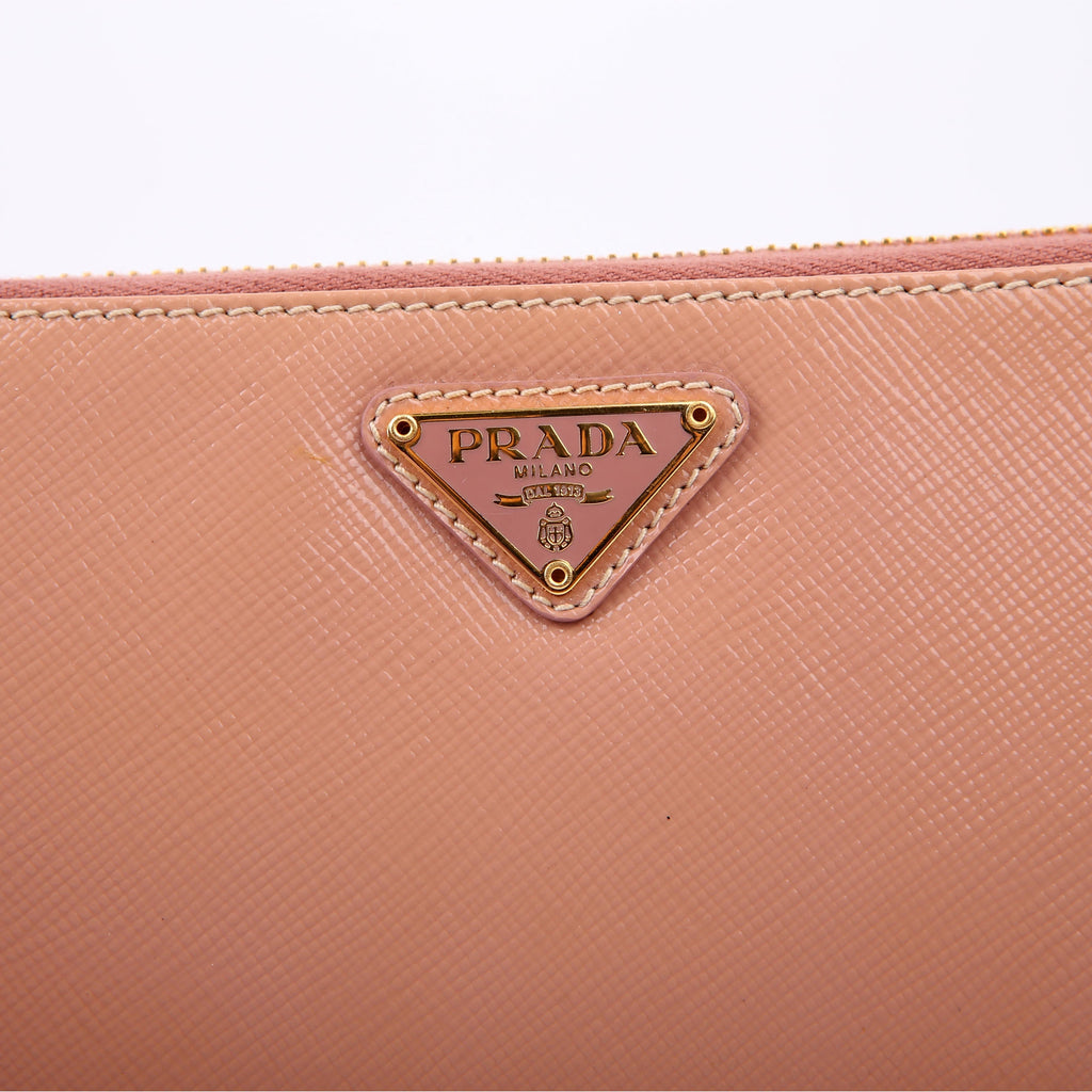 Saffiano Vernice Zip Around Wallet Nude