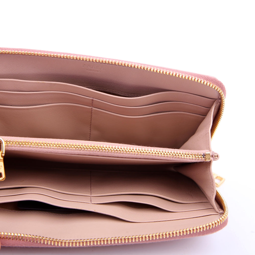 Saffiano Vernice Zip Around Wallet Nude