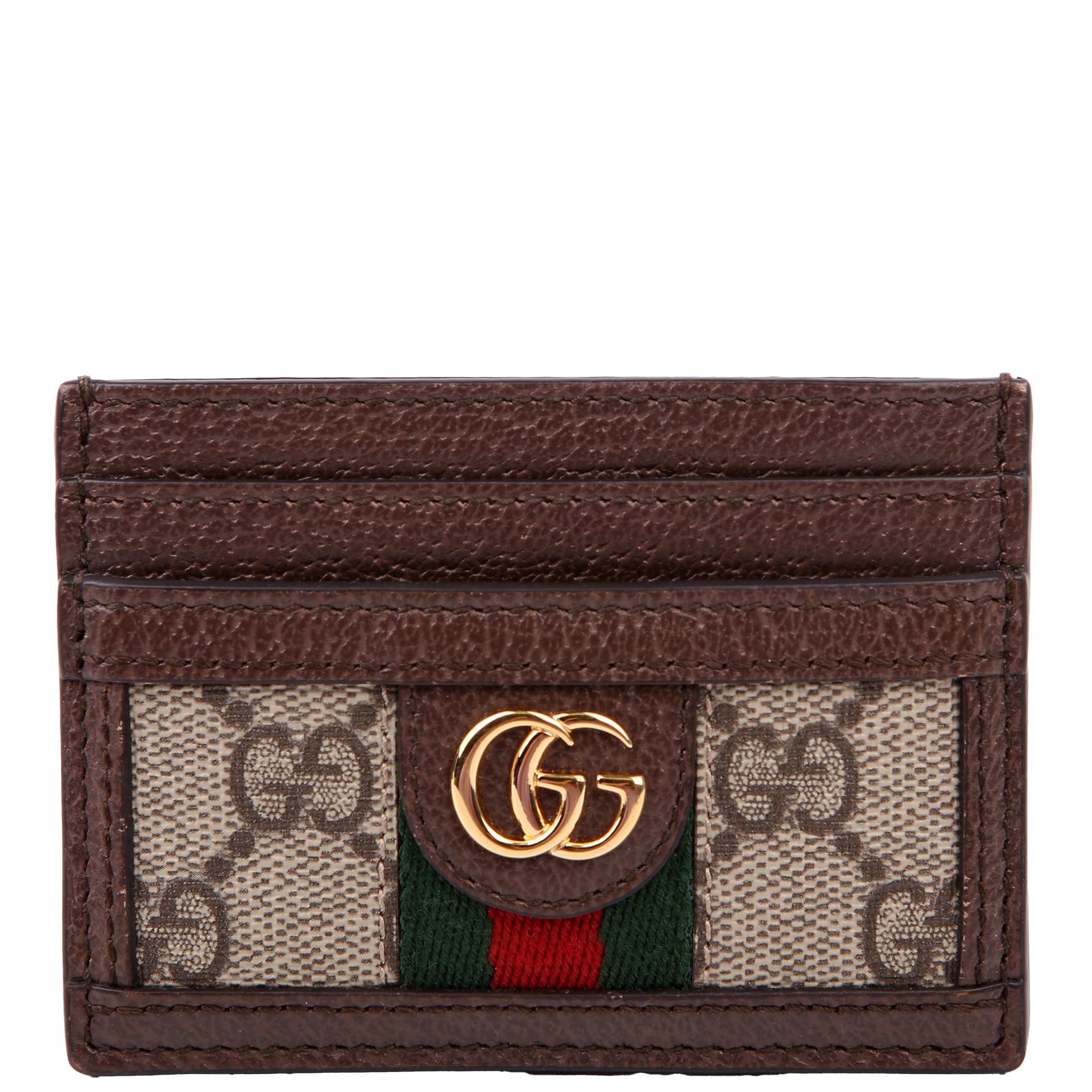 523159 Ophidia GG Card Case Brown