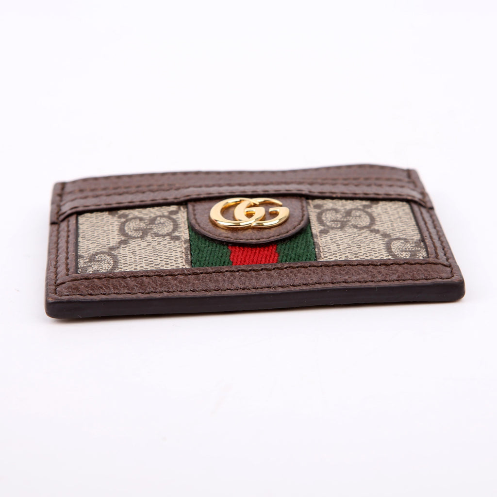 523159 Ophidia GG Card Case Brown