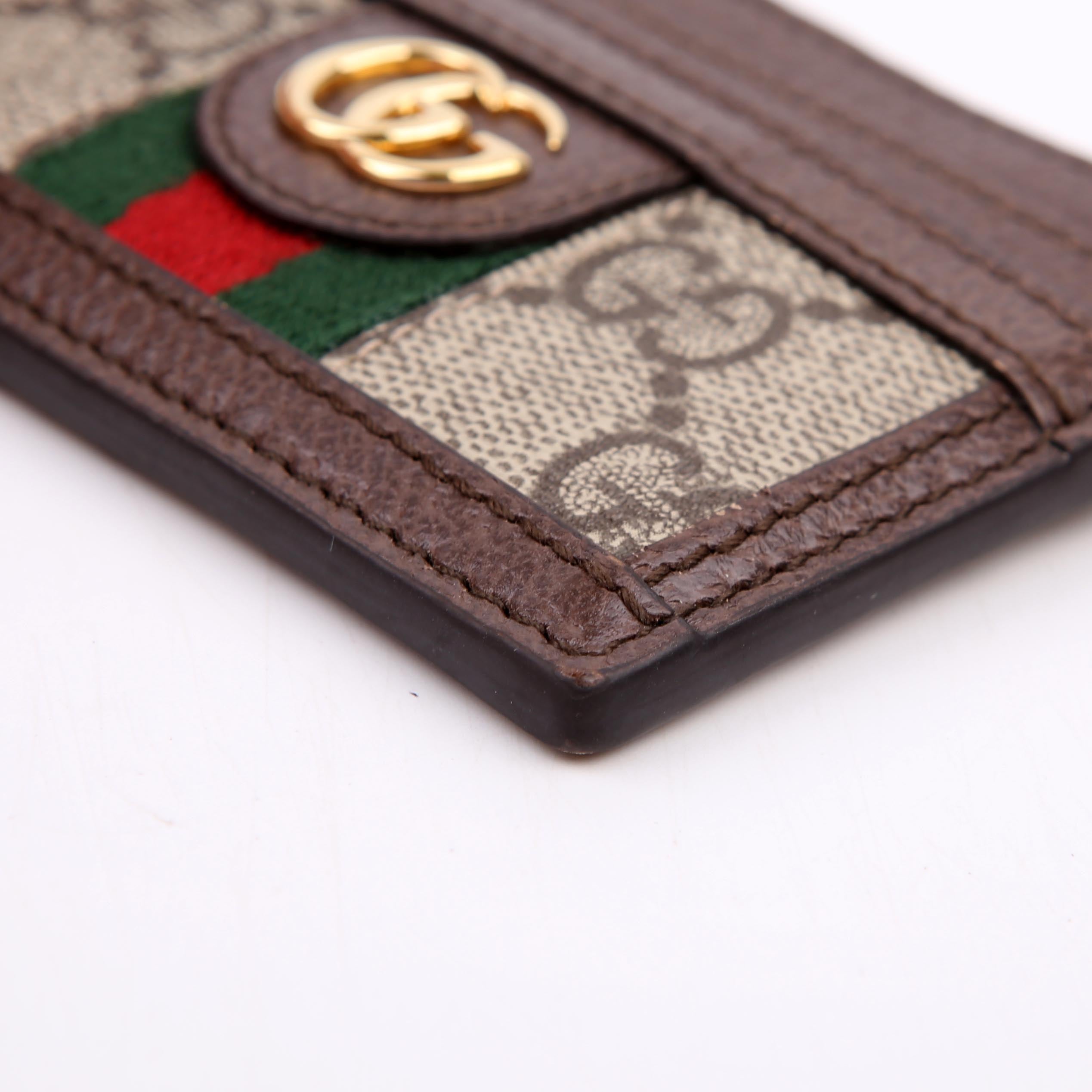 523159 Ophidia GG Card Case Brown