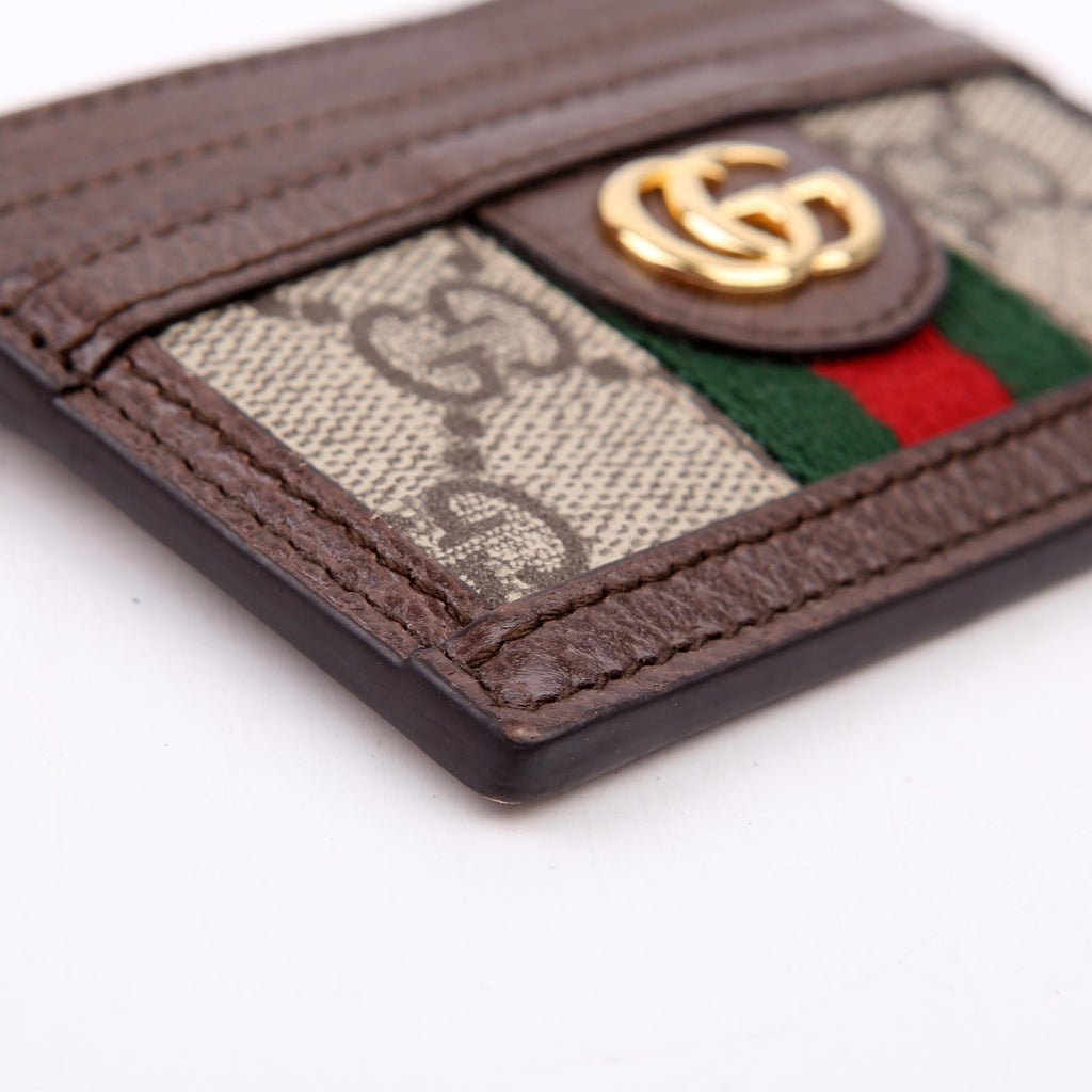 523159 Ophidia GG Card Case Brown