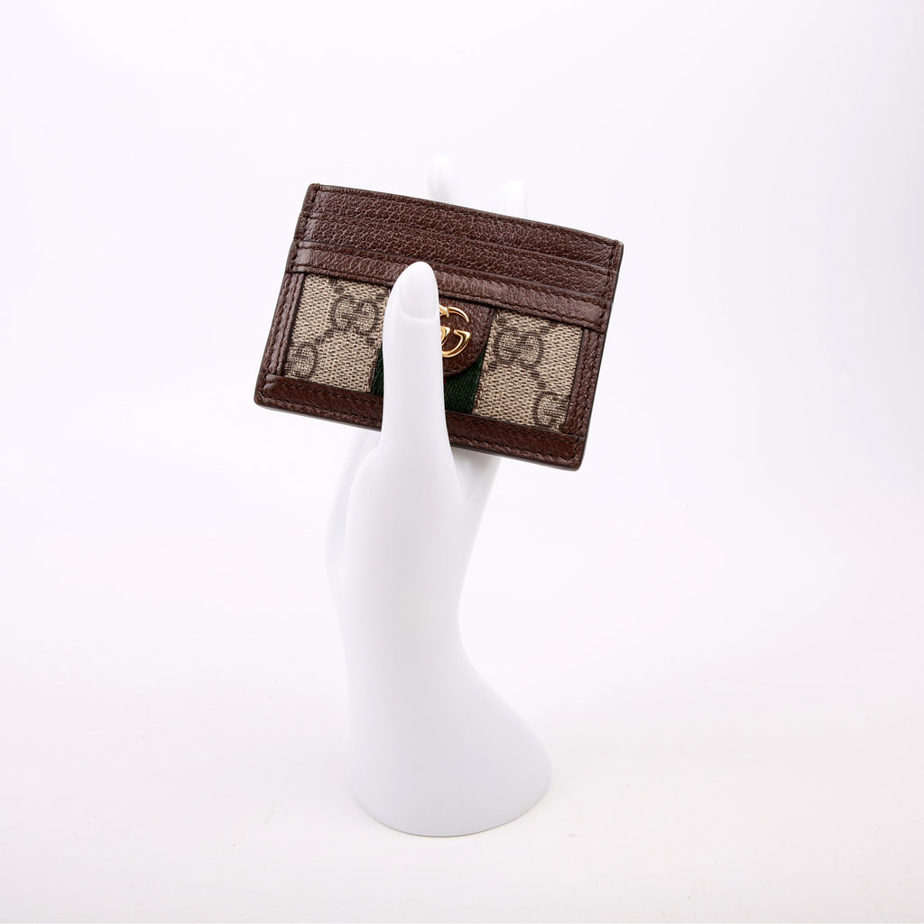 523159 Ophidia GG Card Case Brown