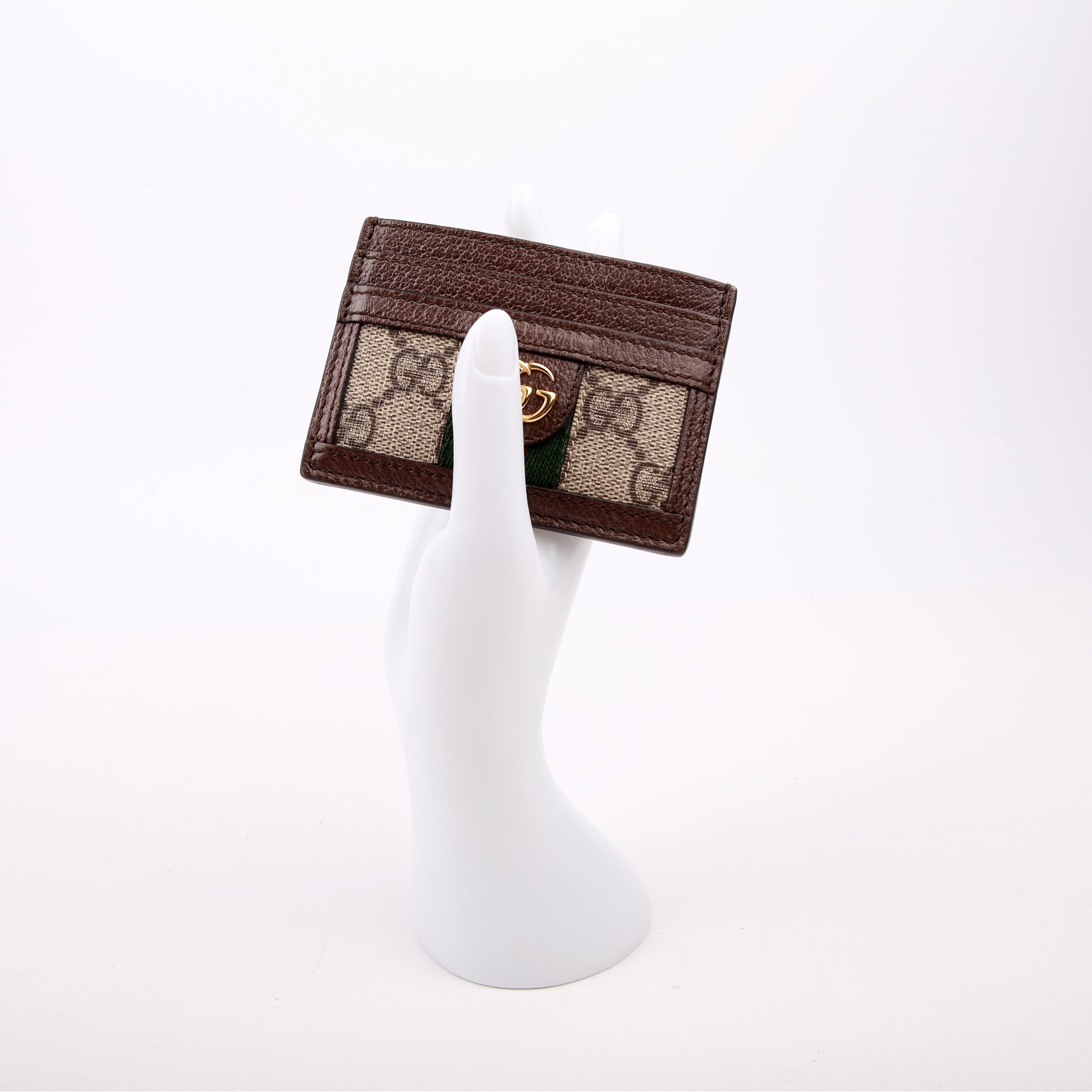 523159 Ophidia GG Card Case Brown