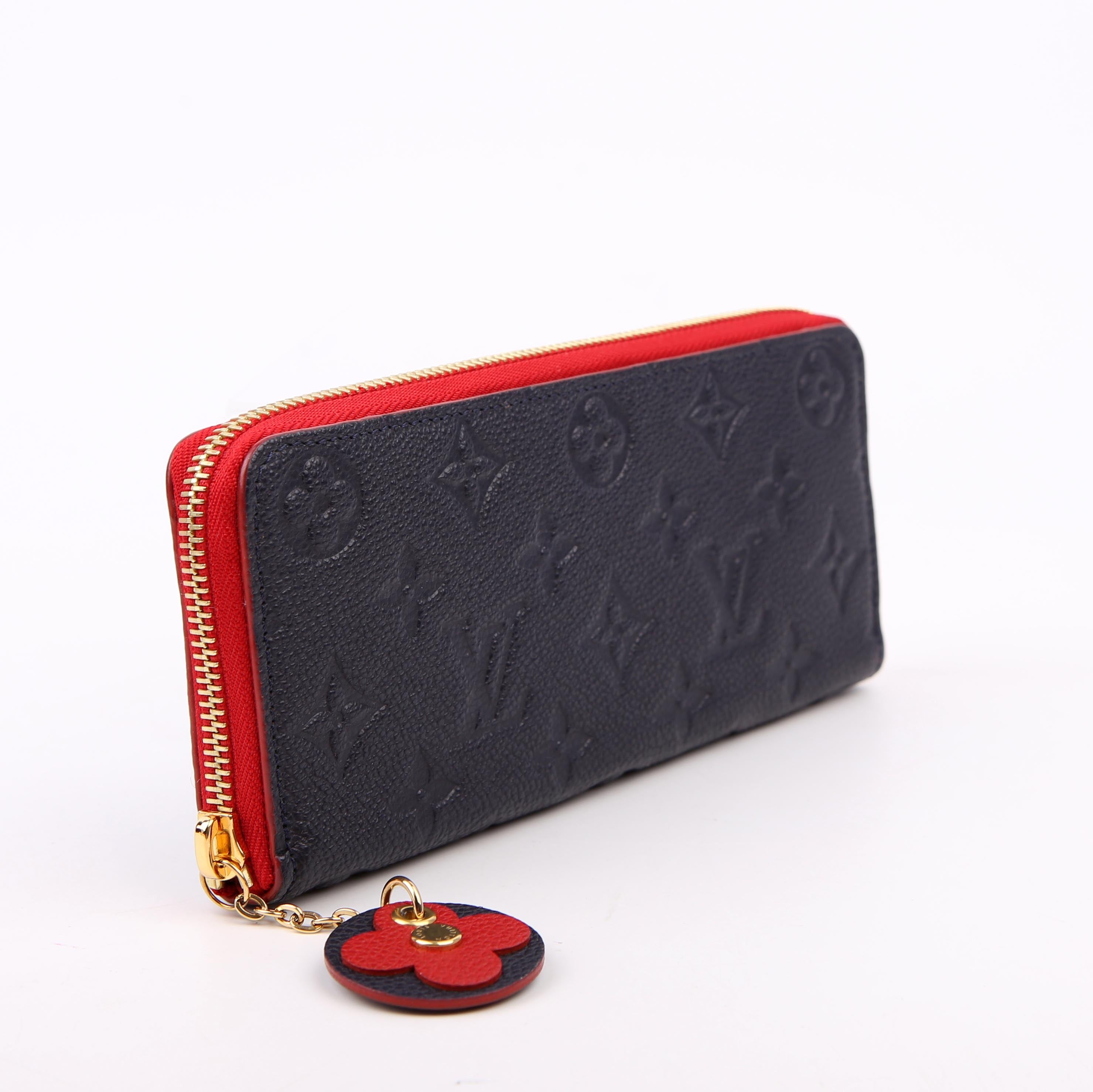 Clemence Flower Wallet Empreinte Navy/Red