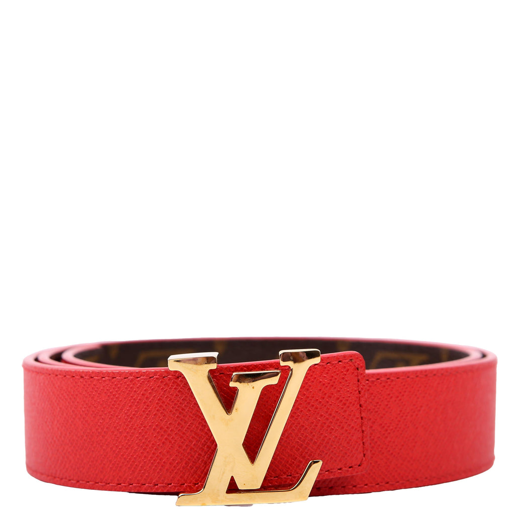 LV Initiales 30MM Reversible Leather/Monogram Belt Size 75/30 Red
