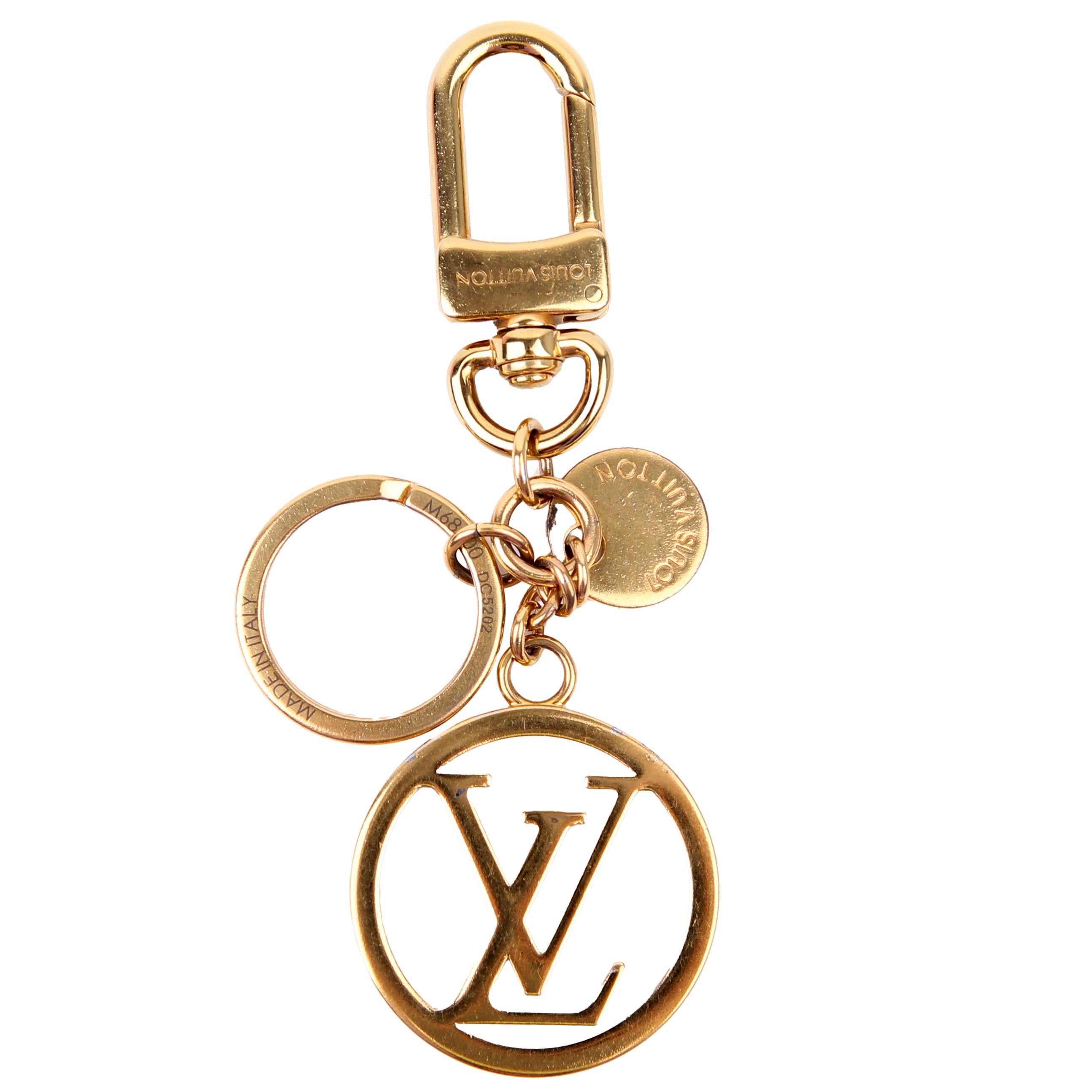 LV Circle Key Holder Bag Charm Gold