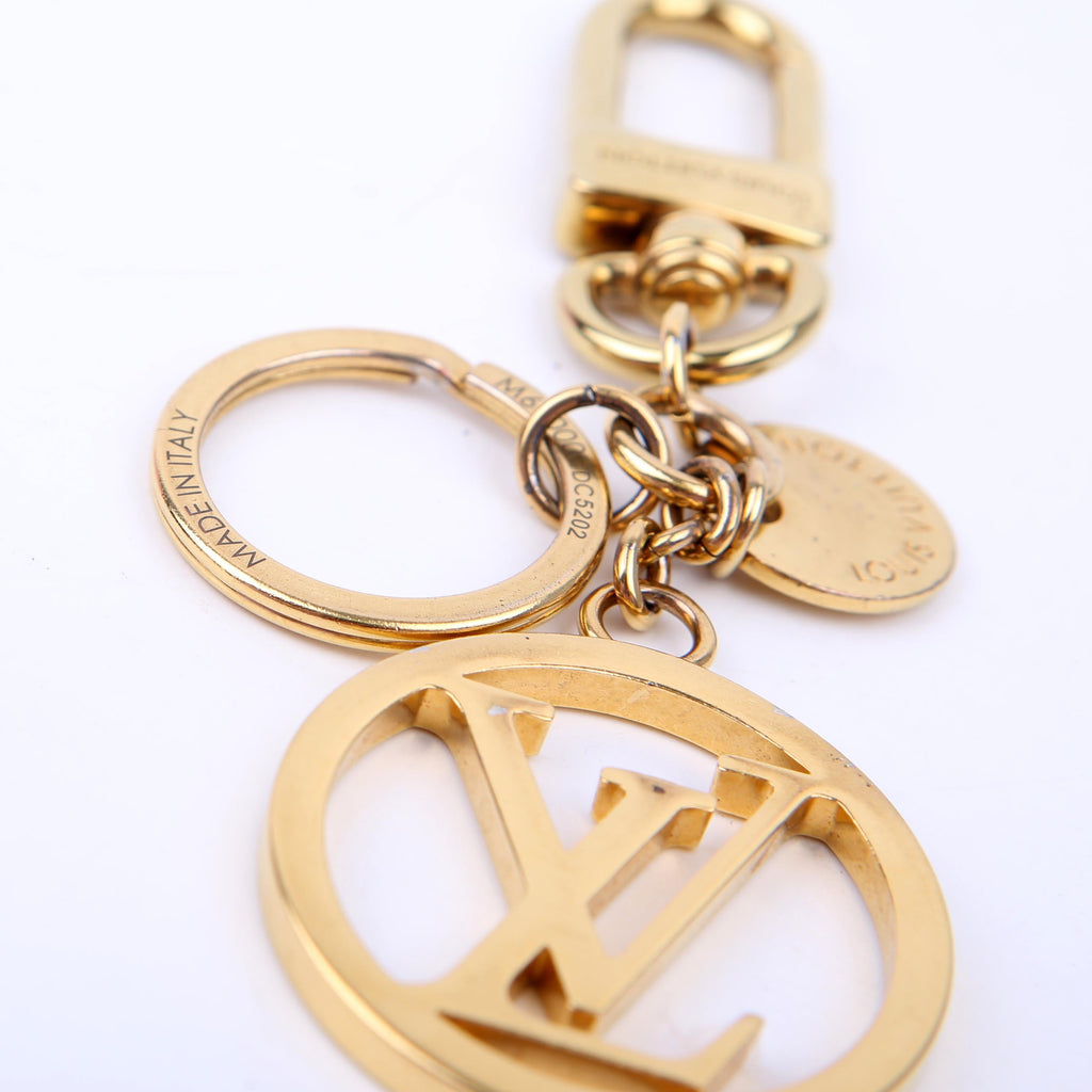 LV Circle Key Holder Bag Charm Gold