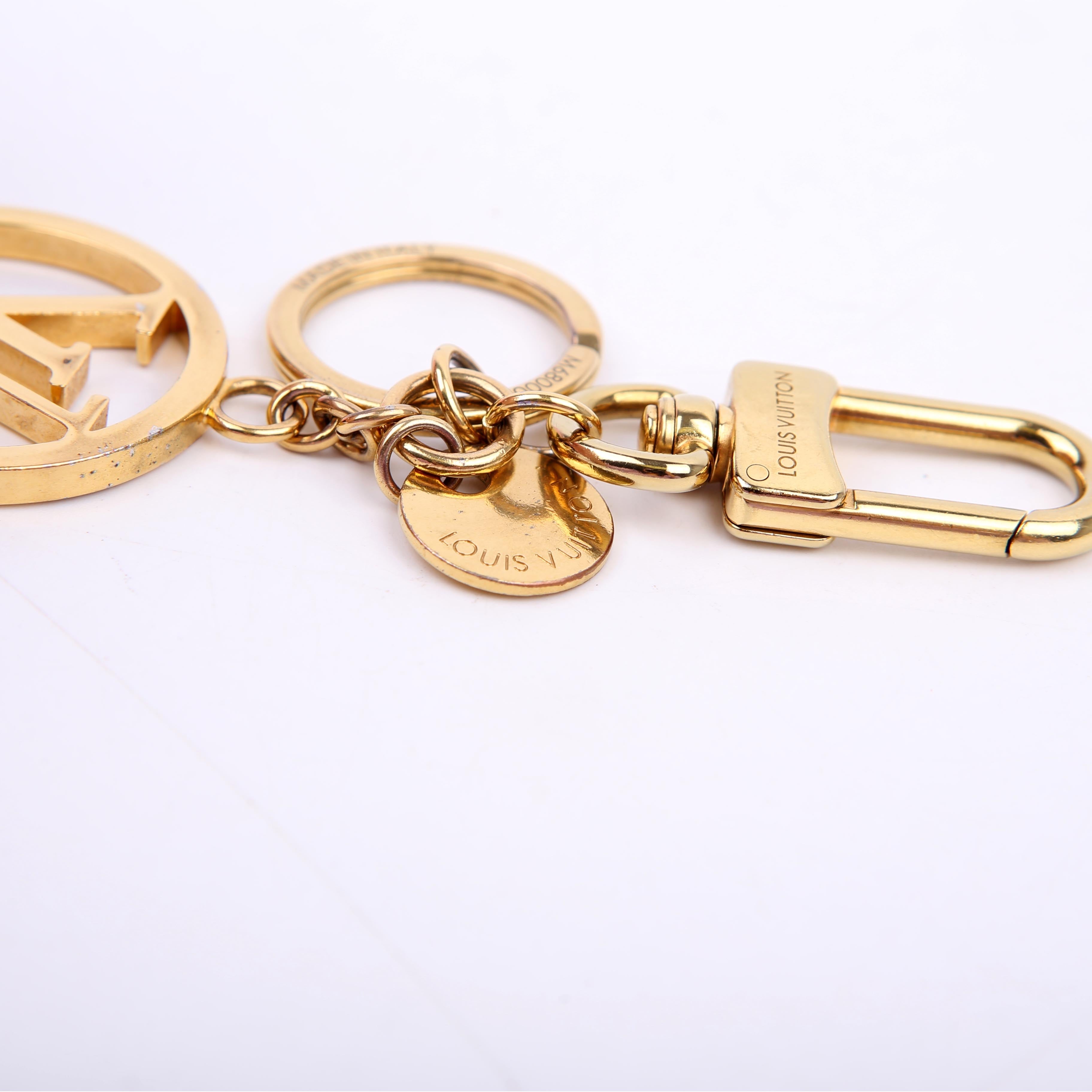 LV Circle Key Holder Bag Charm Gold