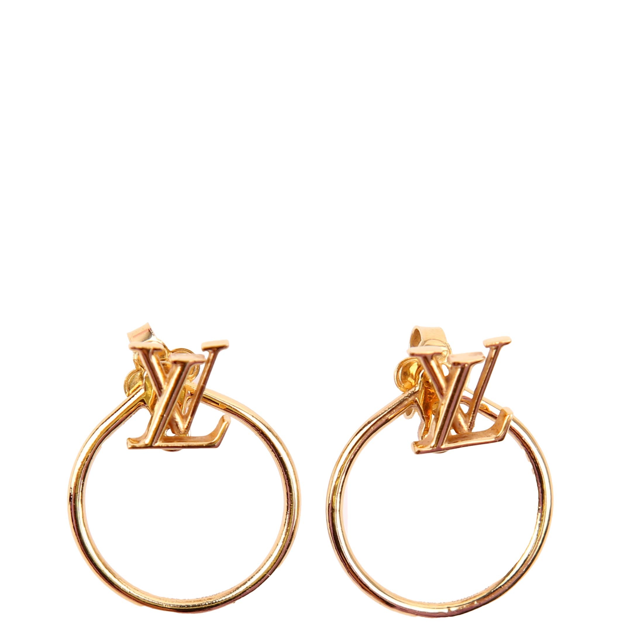 LV Stud Eclipse Hoop Earrings Gold