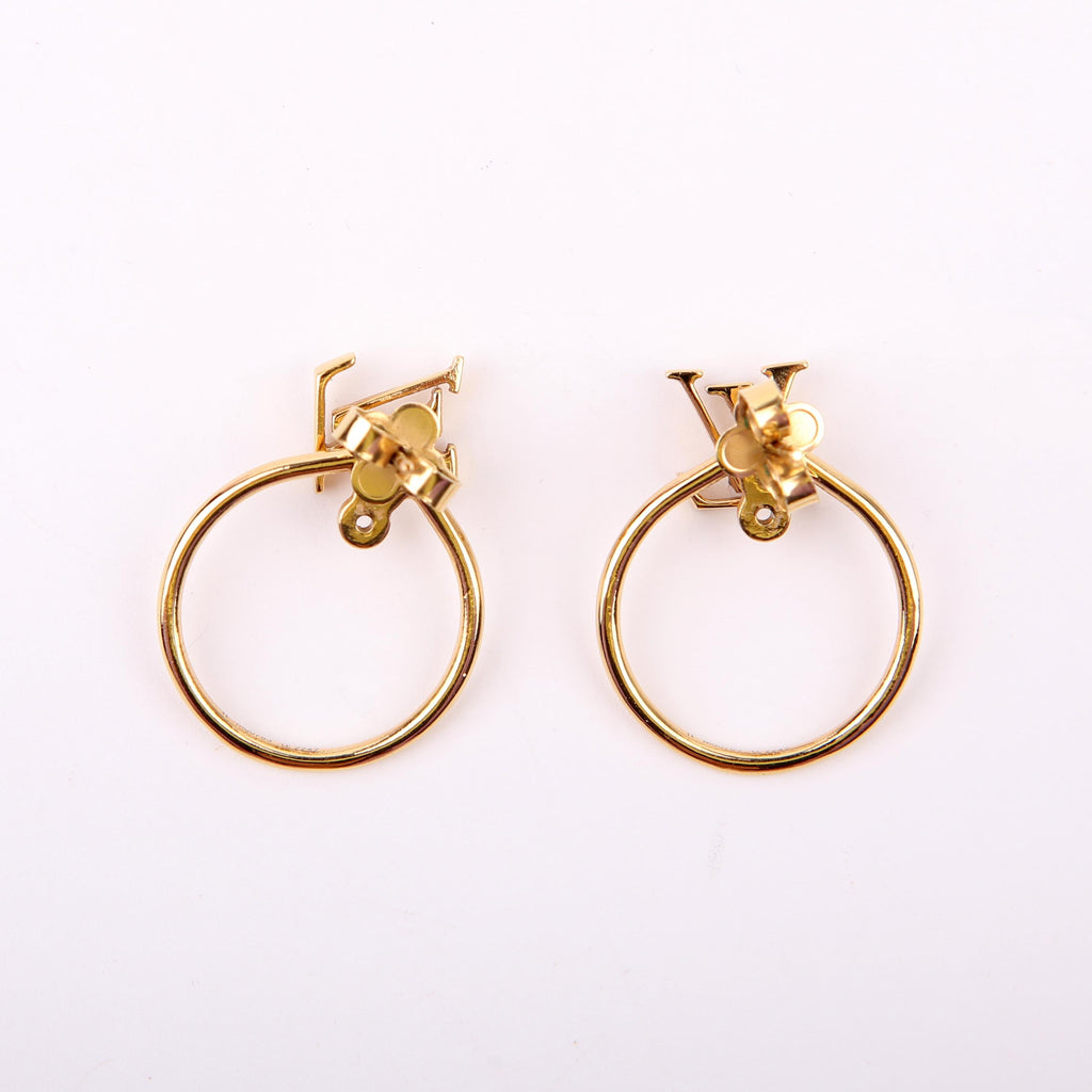 LV Stud Eclipse Hoop Earrings Gold