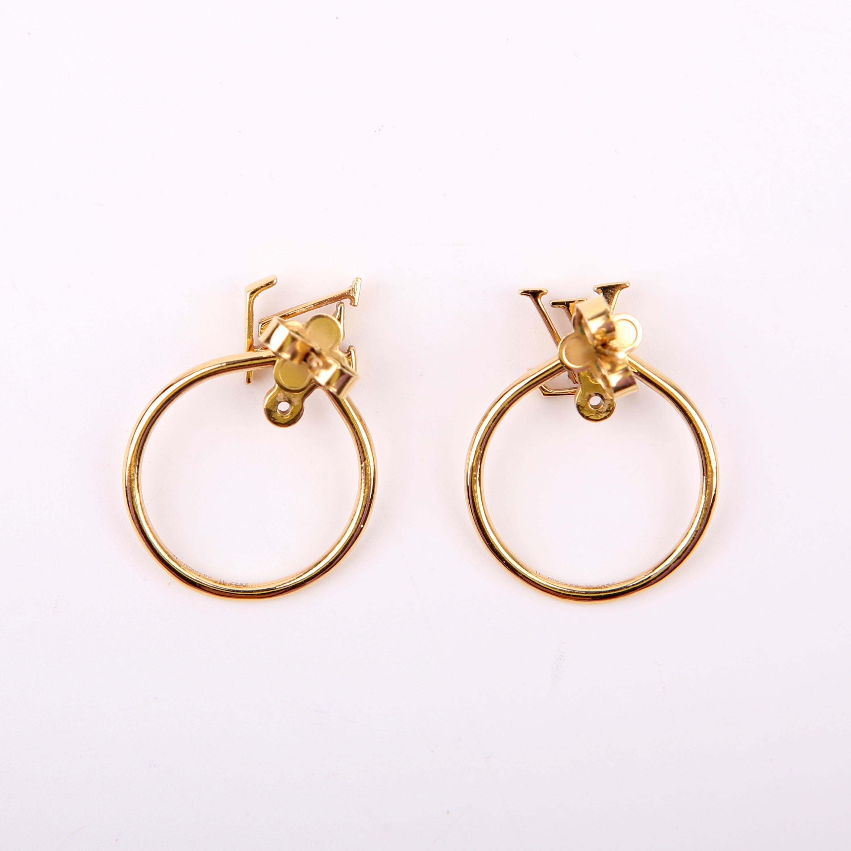 LV Stud Eclipse Hoop Earrings Gold
