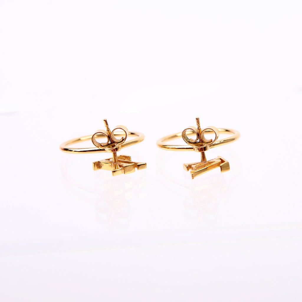 LV Stud Eclipse Hoop Earrings Gold