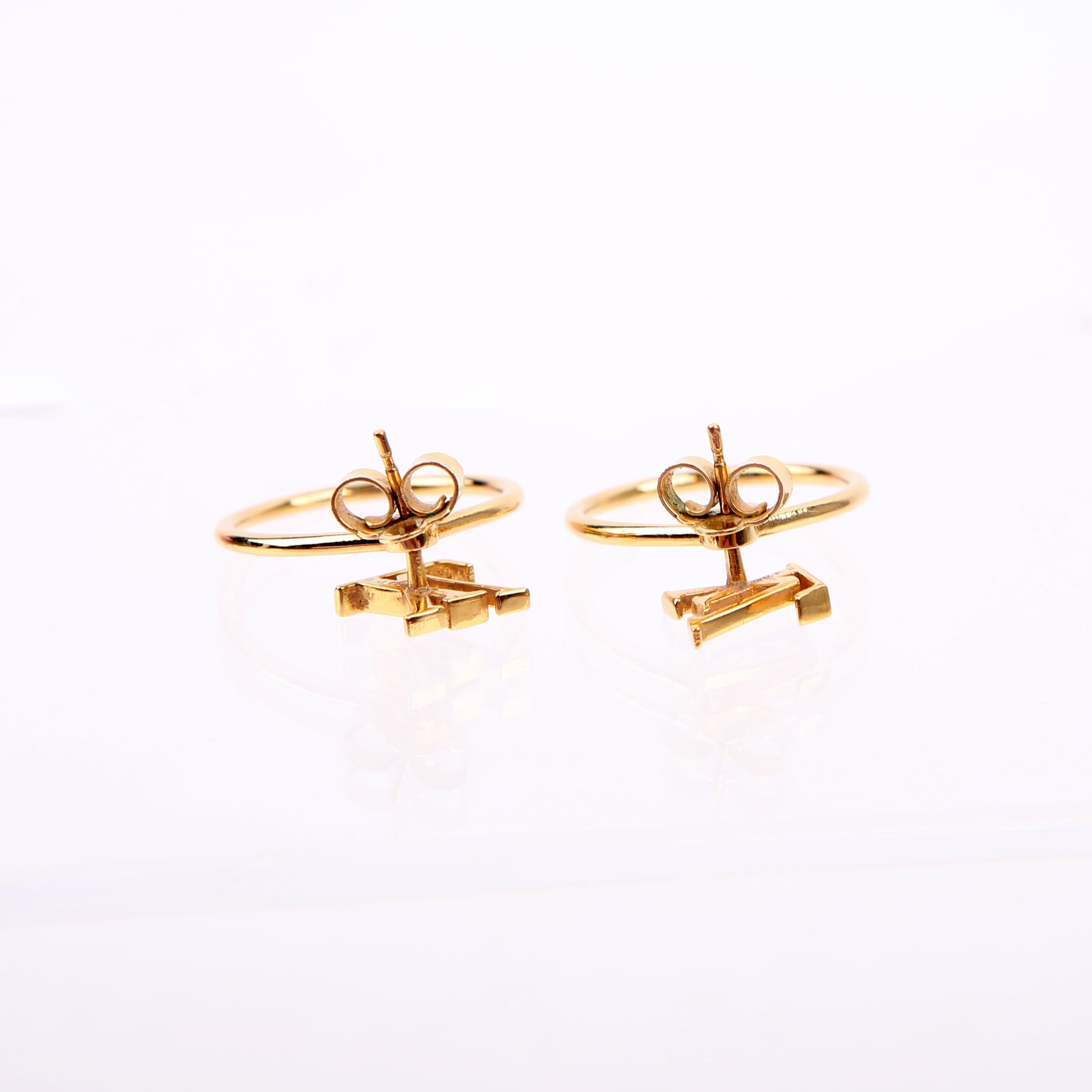 LV Stud Eclipse Hoop Earrings Gold