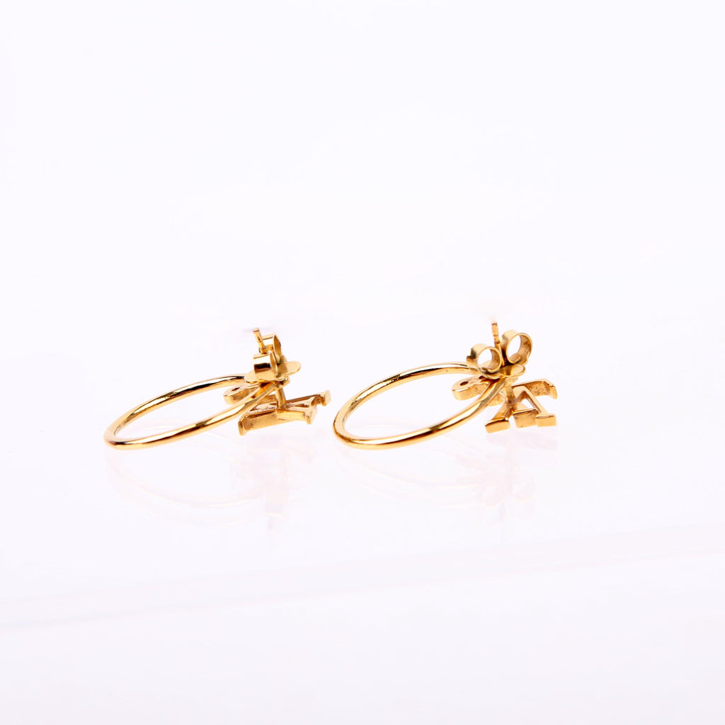 LV Stud Eclipse Hoop Earrings Gold