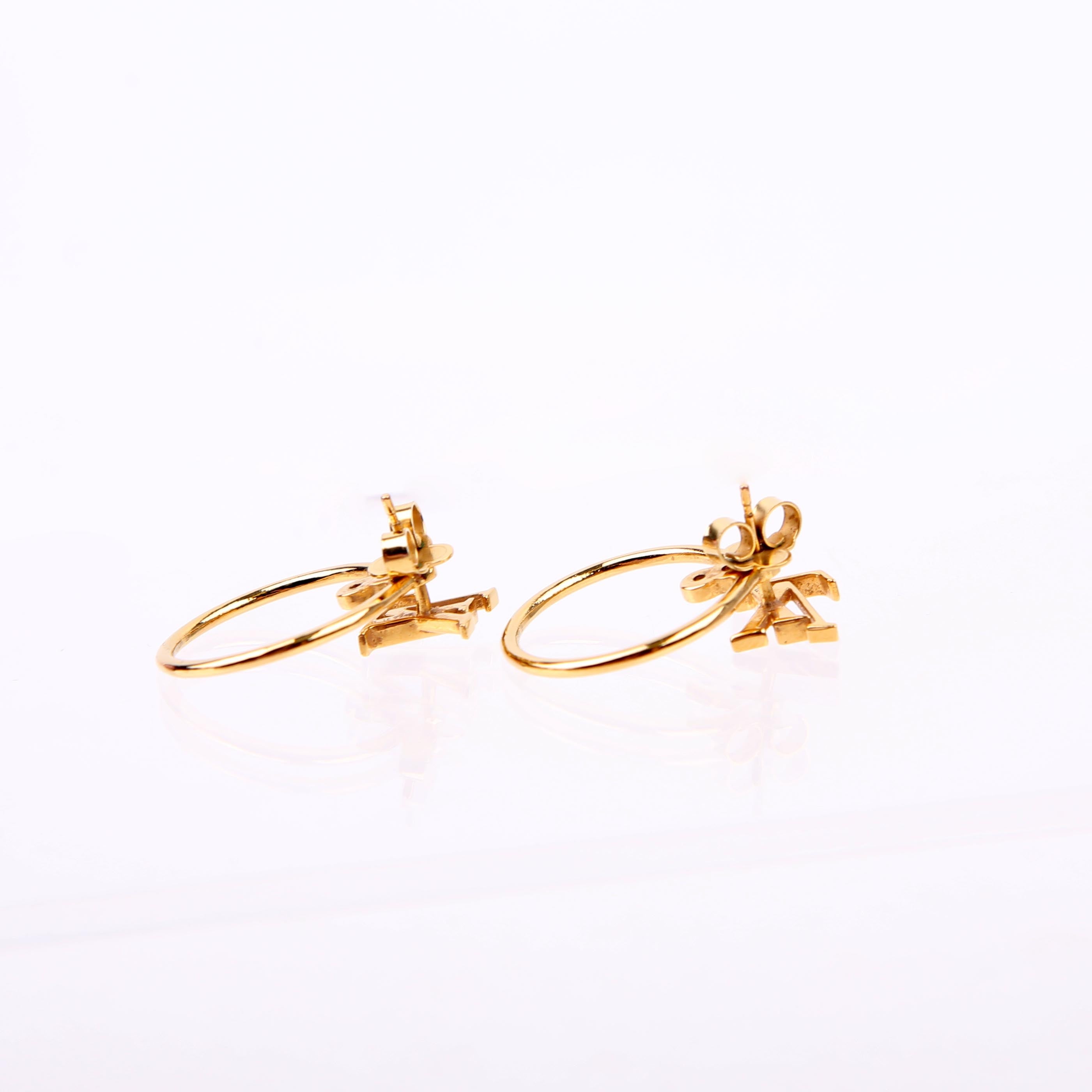 LV Stud Eclipse Hoop Earrings Gold