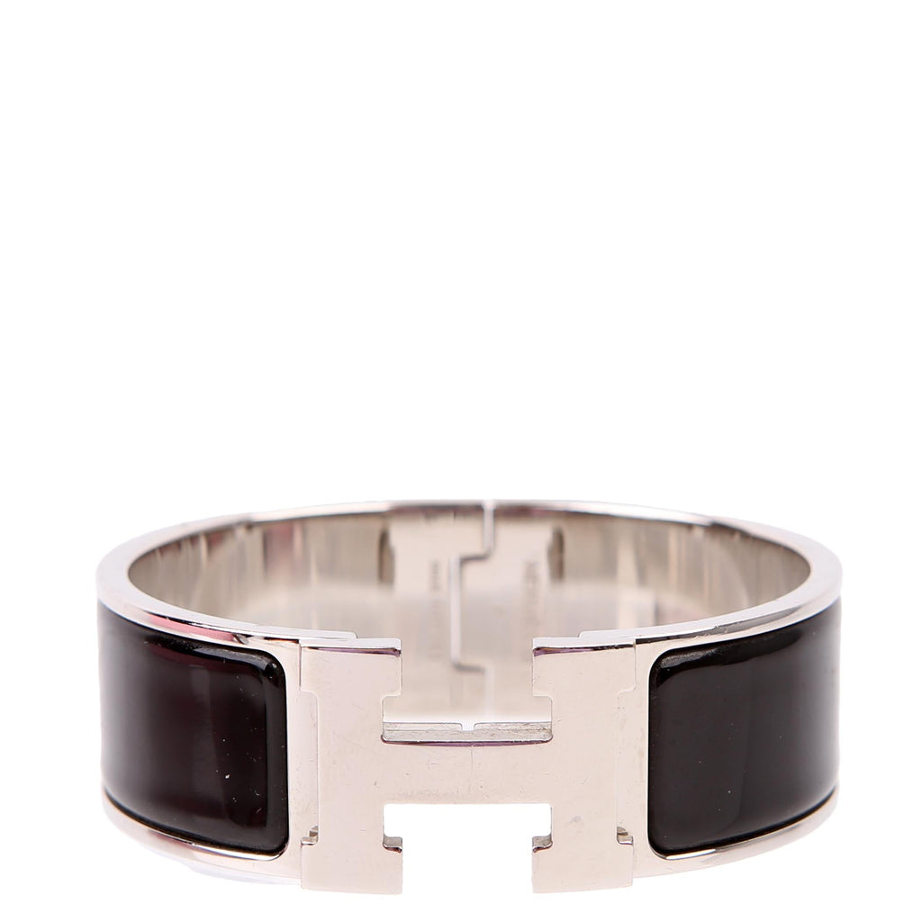Hermes Clic Clac Wide Bracelet Silver/Black