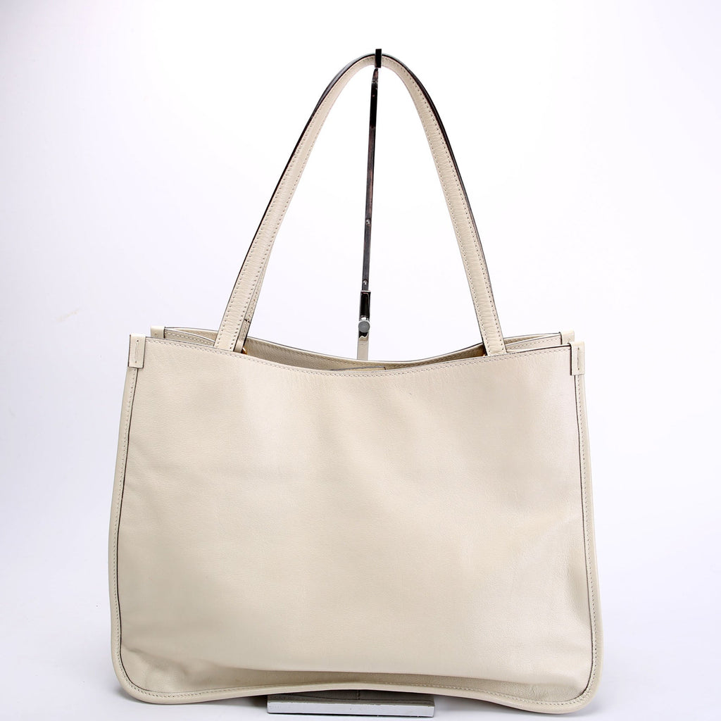 623694 1955 Horsebit Tote White