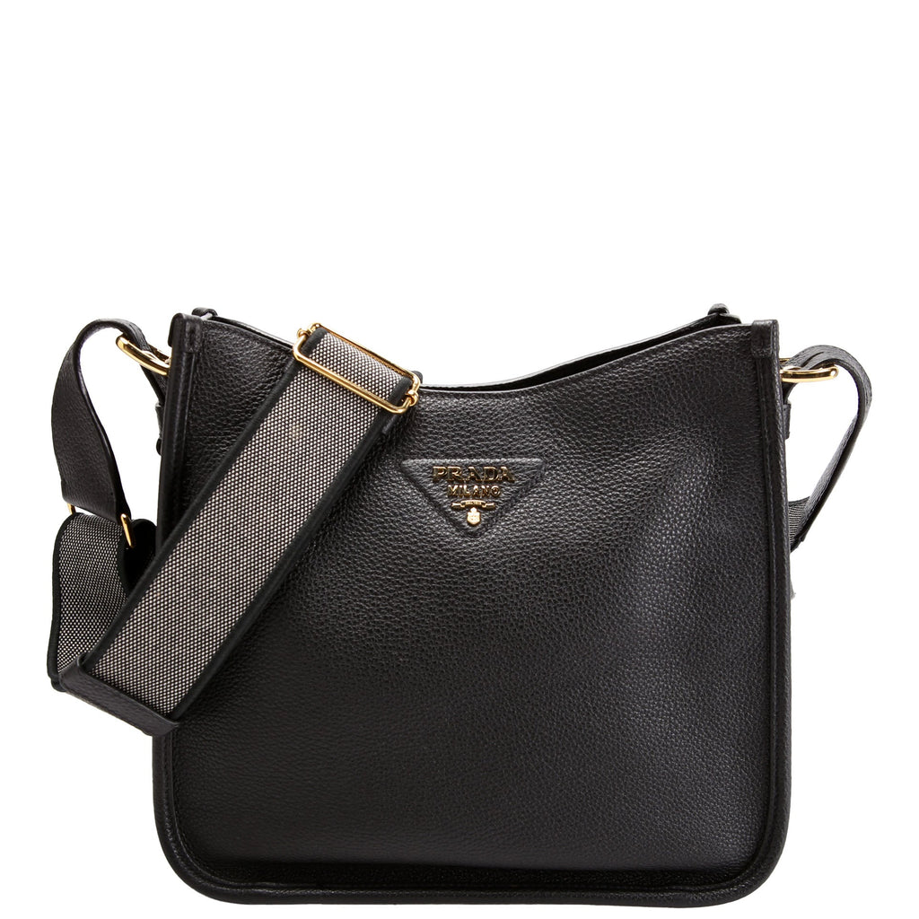 Prada 1BC073 Leather Crossbody Medium Black