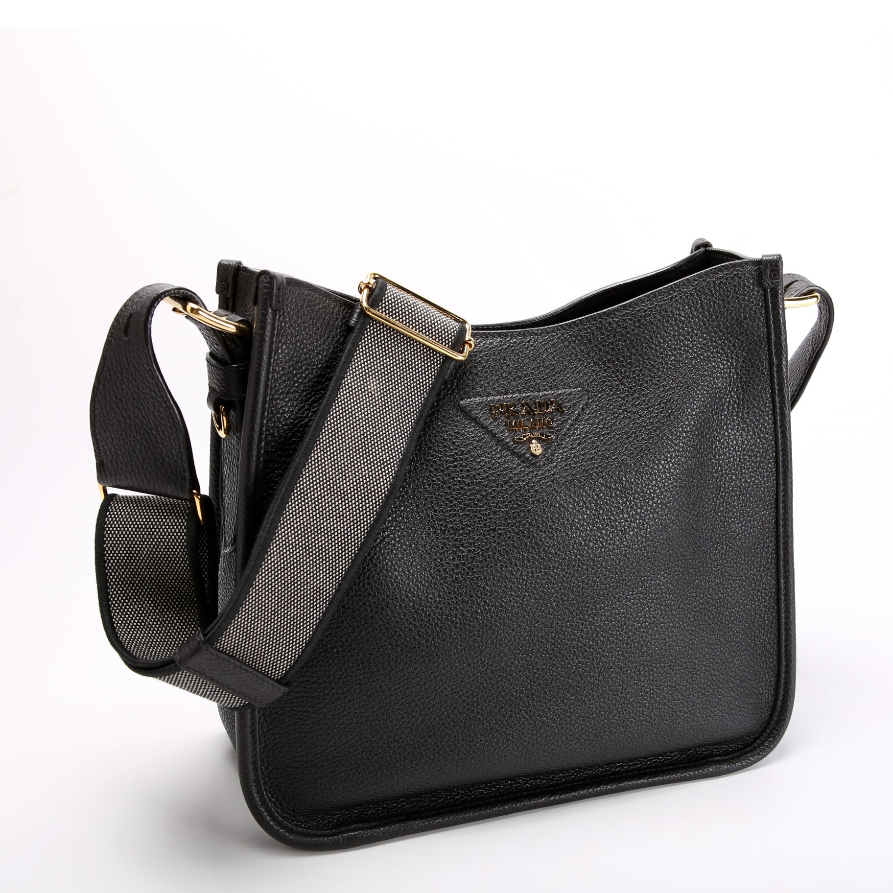 Prada 1BC073 Leather Crossbody Medium Black