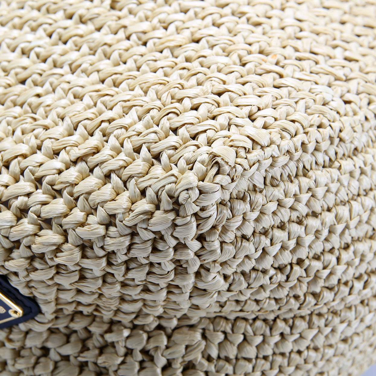 Prada Yarn Raffia Embroidered Tote Tan