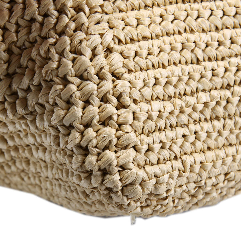Prada Yarn Raffia Embroidered Tote Tan