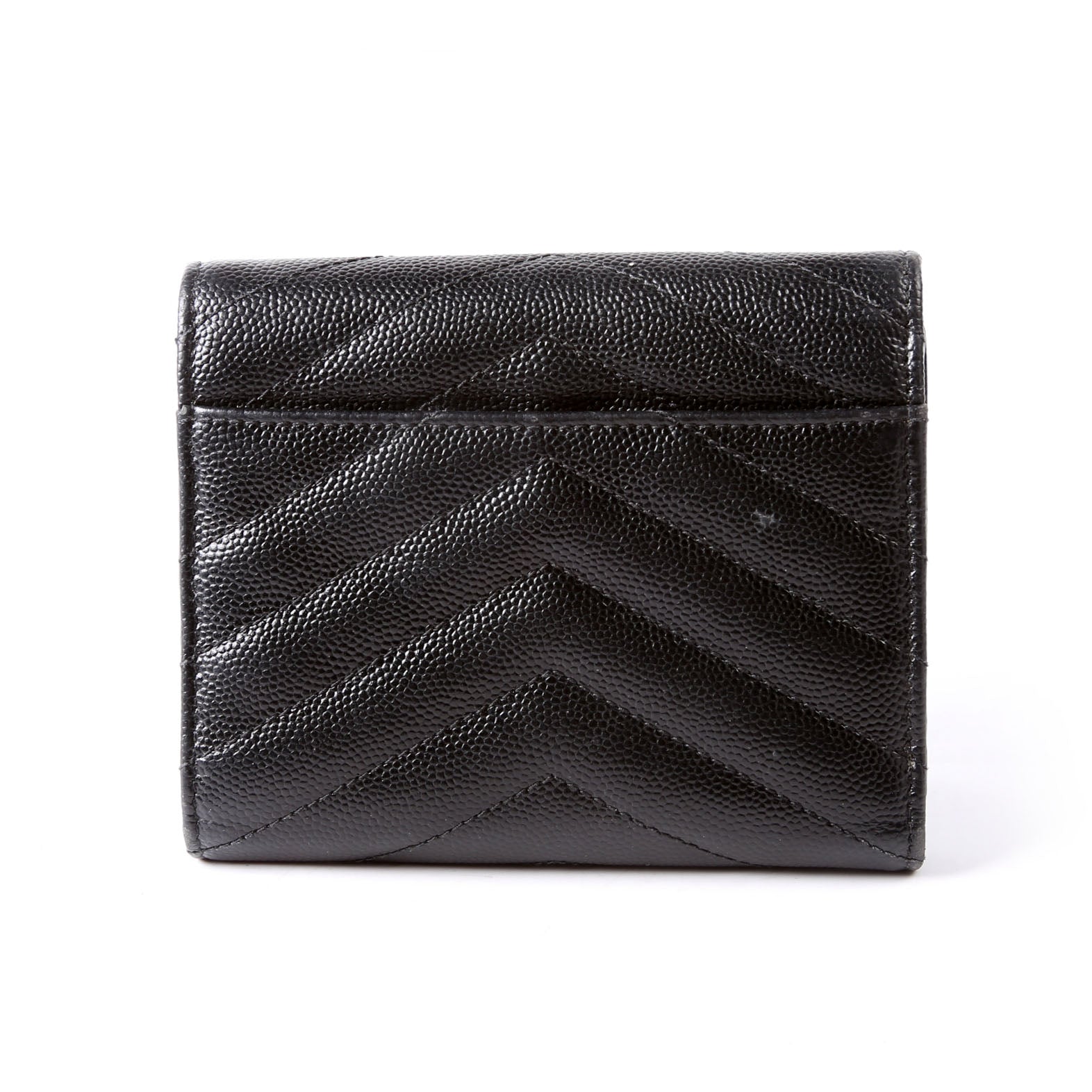 SAINT LAURENT Grain De Poudre Compact Trifold Wallet 403943 Black