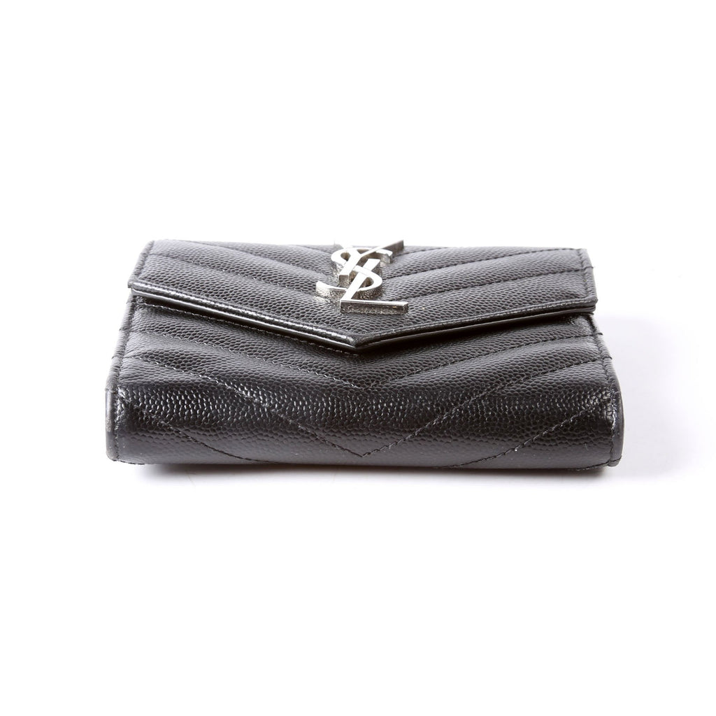 SAINT LAURENT Grain De Poudre Compact Trifold Wallet 403943 Black