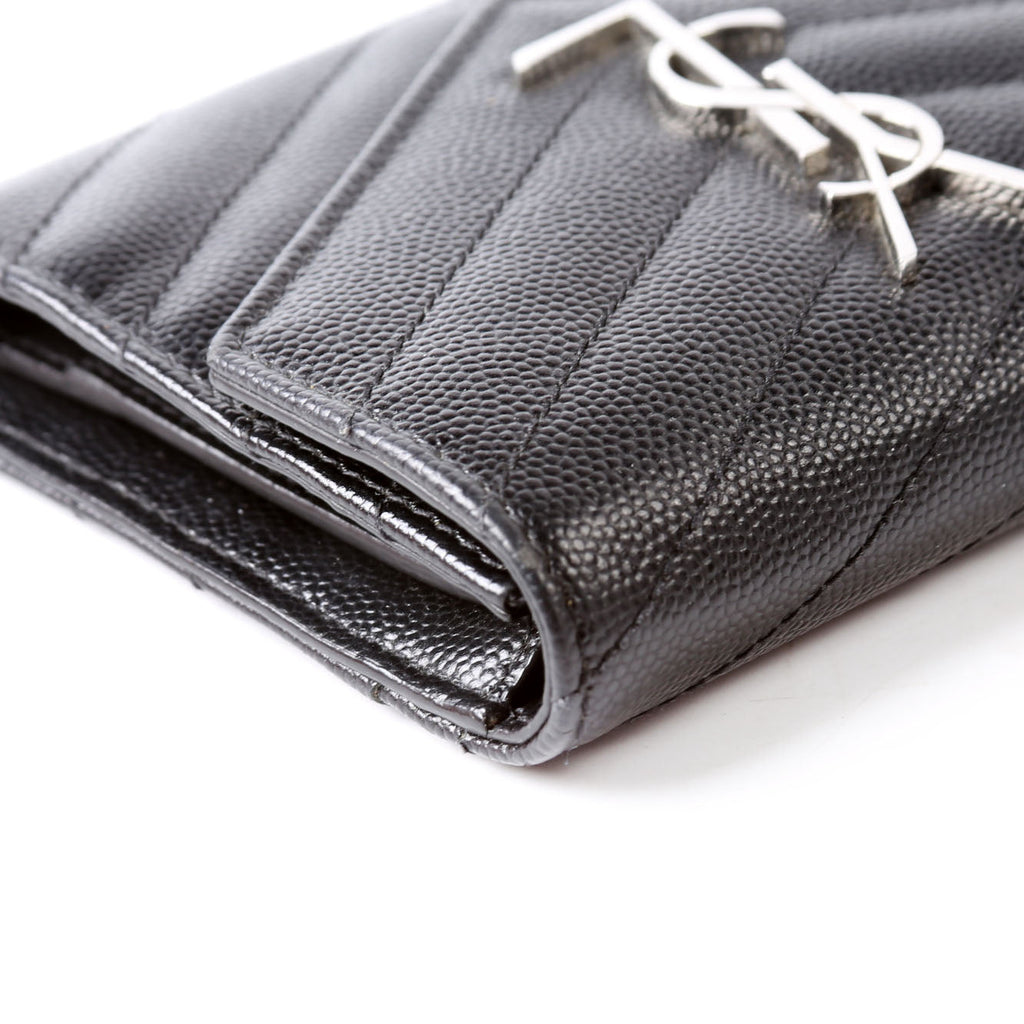 SAINT LAURENT Grain De Poudre Compact Trifold Wallet 403943 Black