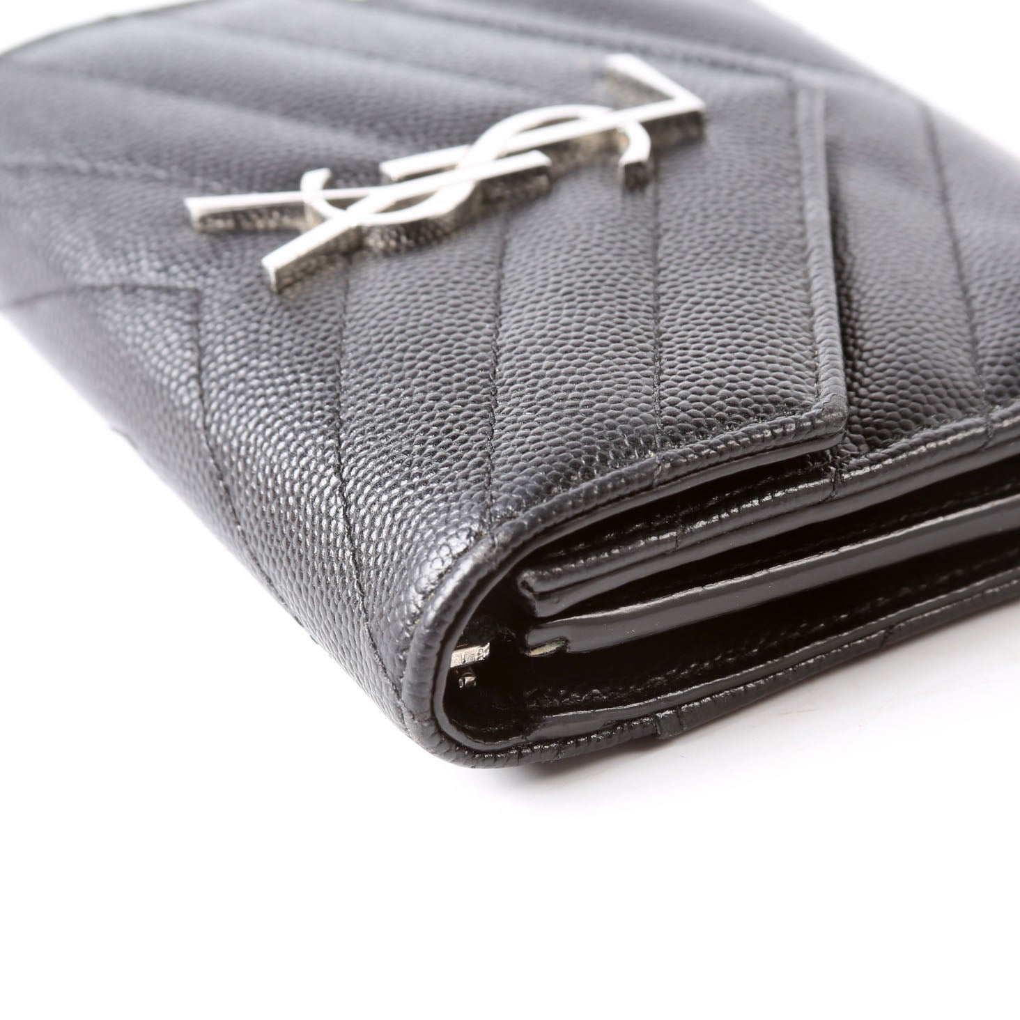 SAINT LAURENT Grain De Poudre Compact Trifold Wallet 403943 Black
