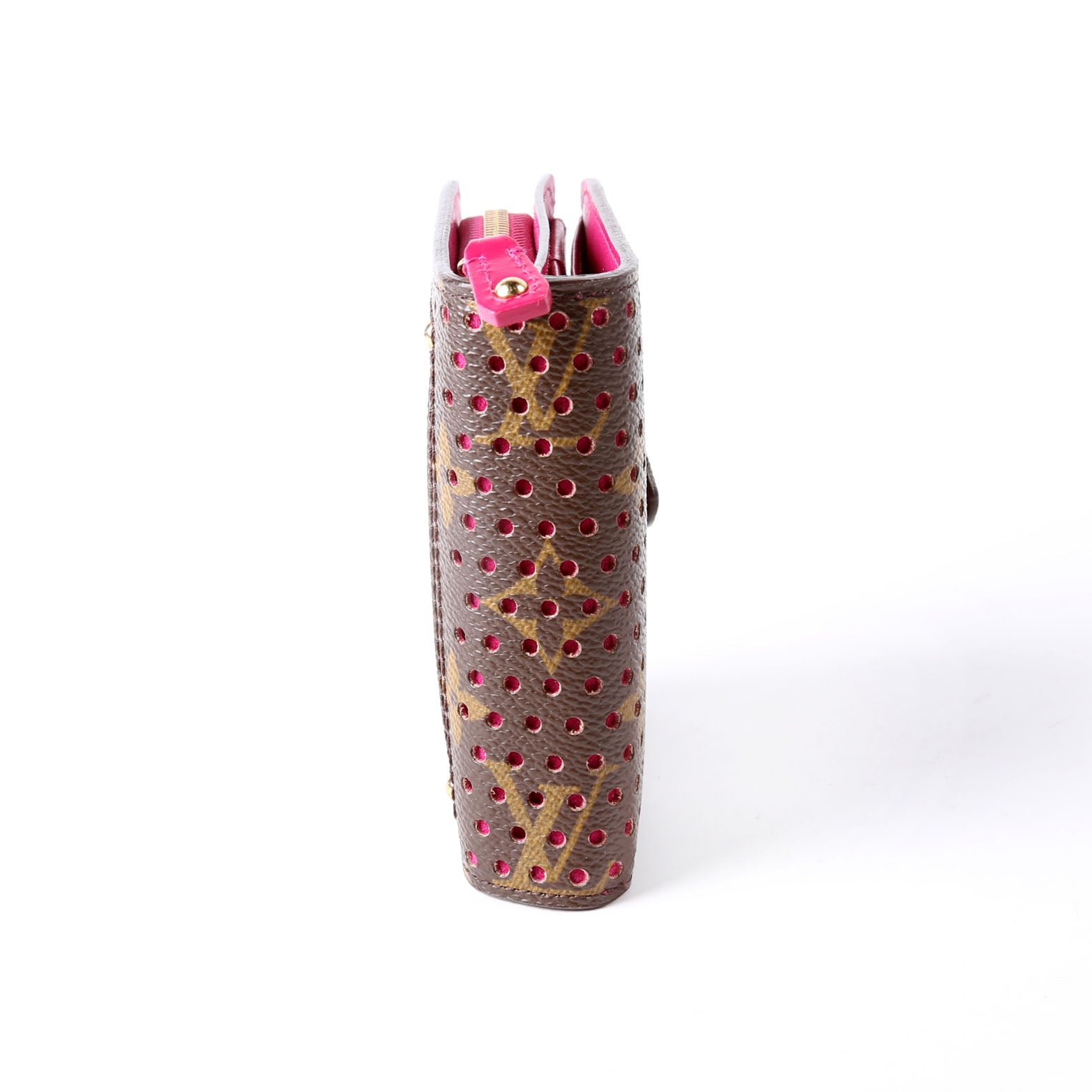Compact Zip Wallet Monogram Perforated Pink