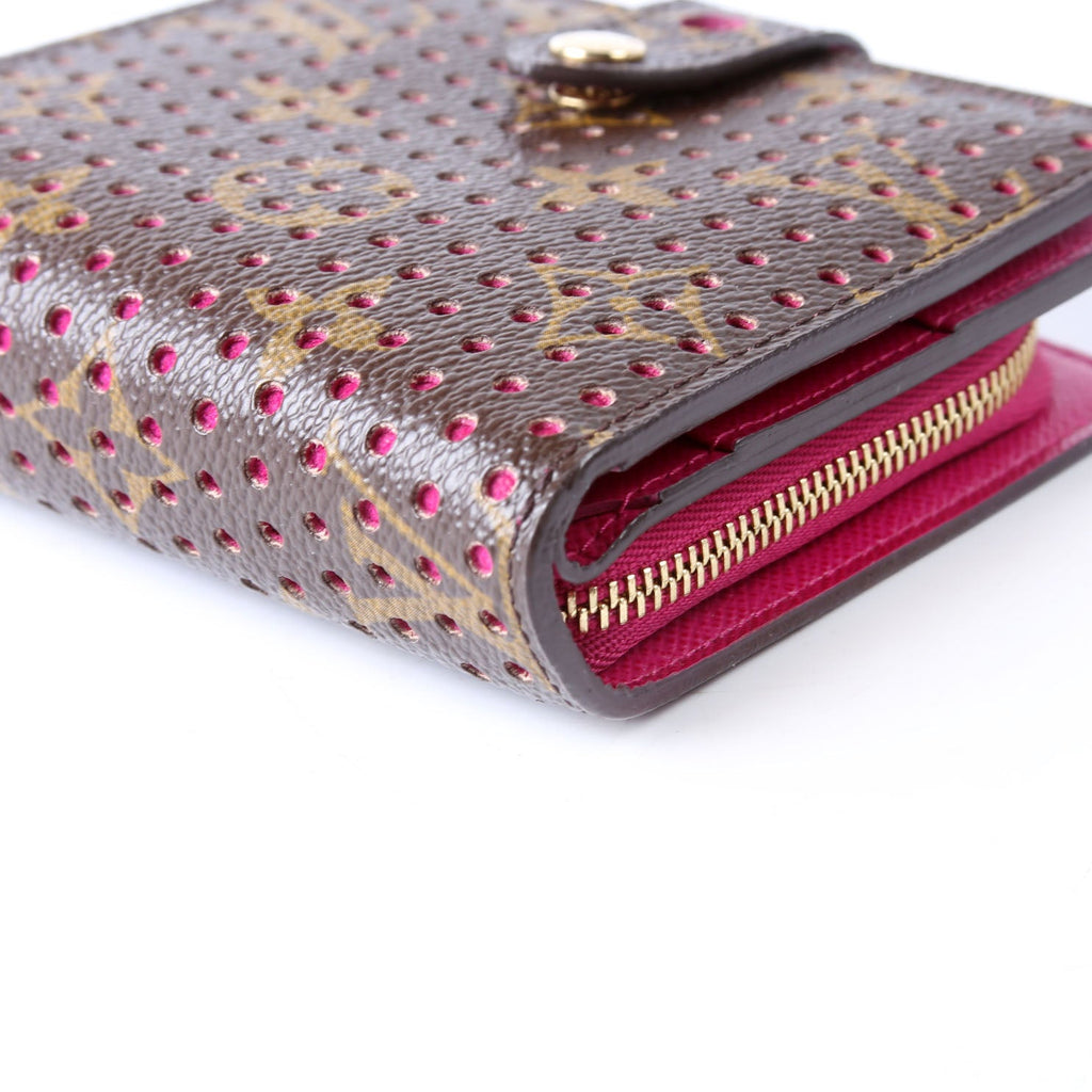 Compact Zip Wallet Monogram Perforated Pink